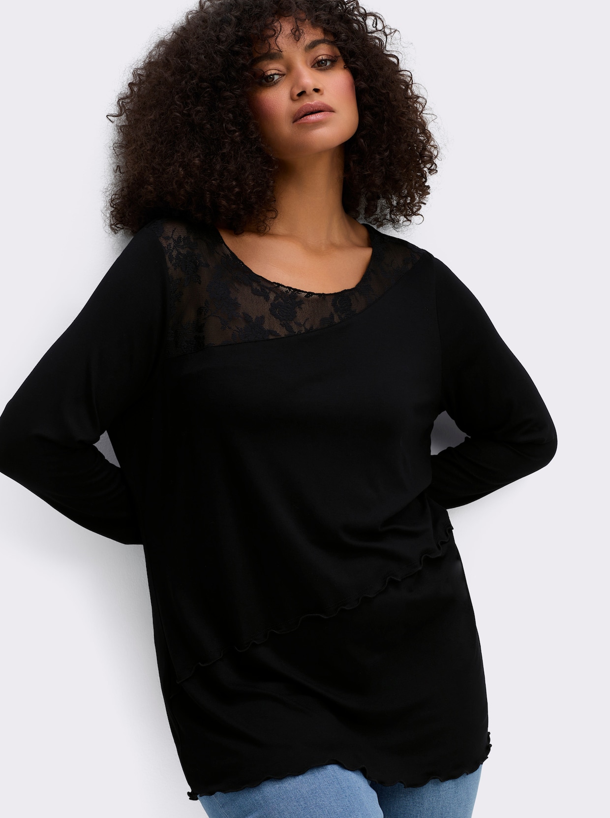 sheego by Joe Browns Langarmshirt - schwarz