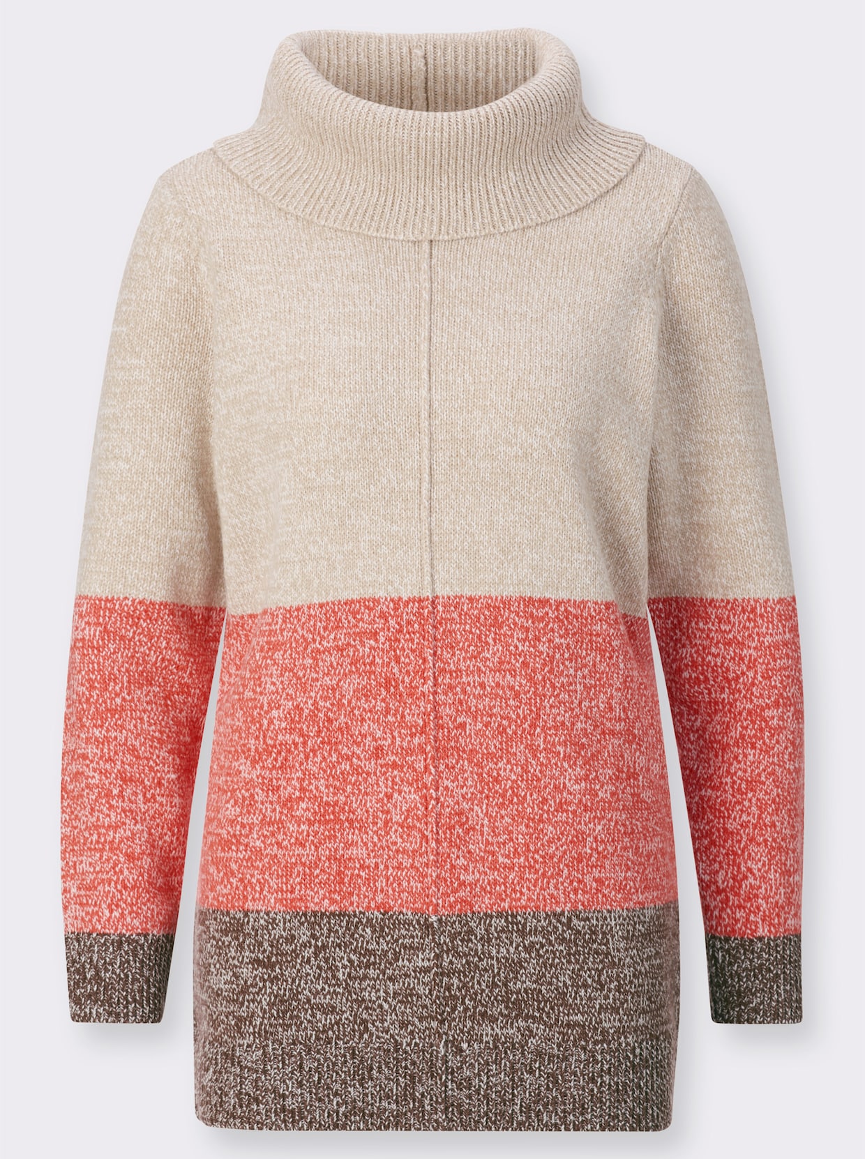 Longpullover - beige-terra-gemustert