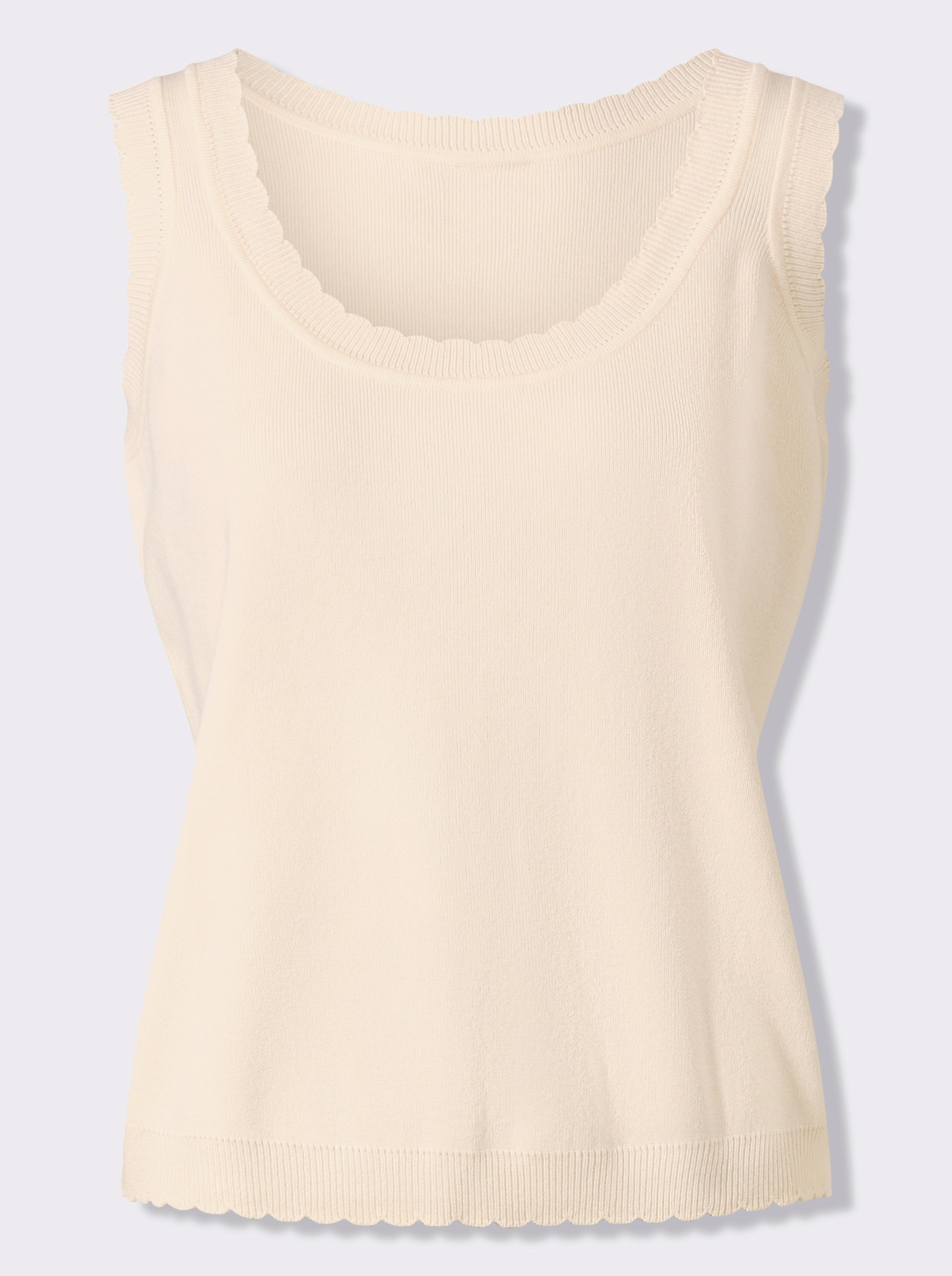 heine Tricottop met golvende randen - champagne