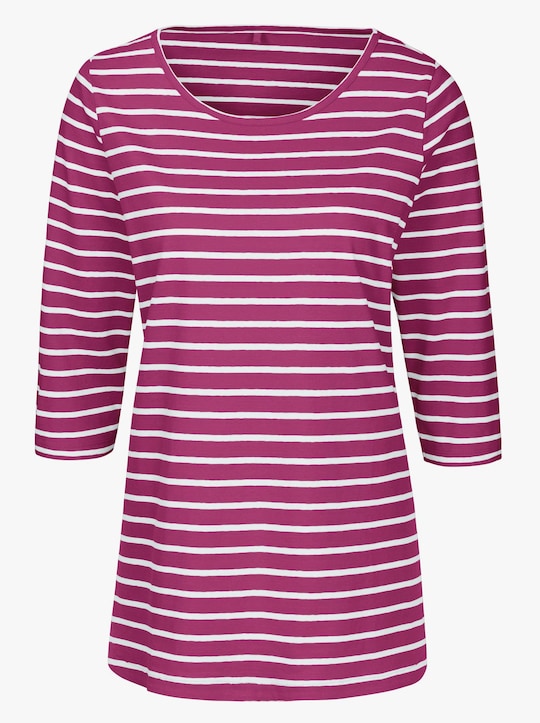 Longshirt - magenta-geringelt