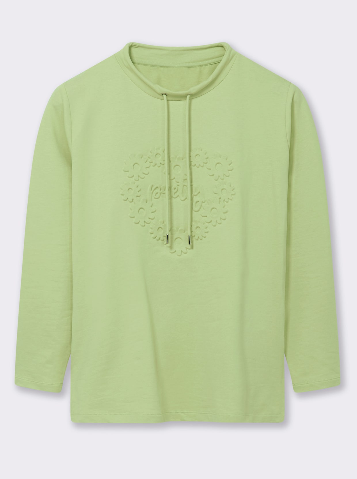 Sweatshirt mit geprägten Herzen - pistazie