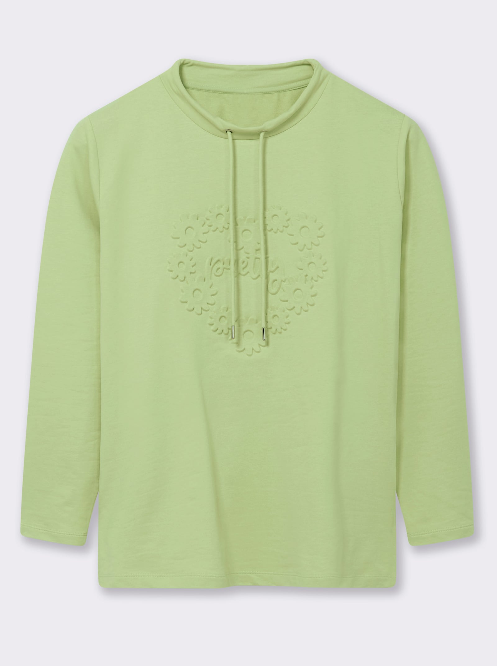 Sweatshirt mit geprägten Herzen - pistazie