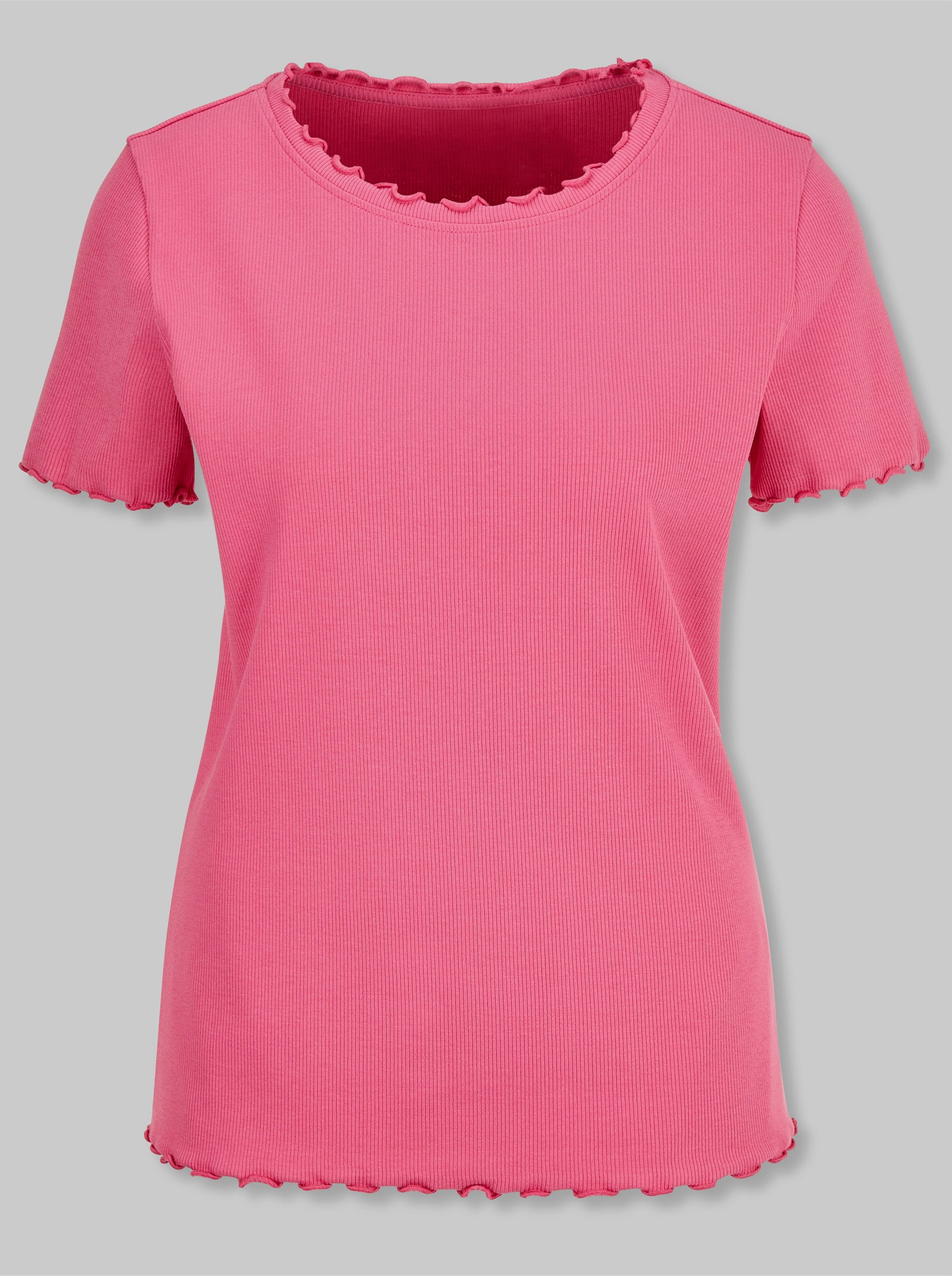heine Rippshirt mit Wellenkanten - fuchsia