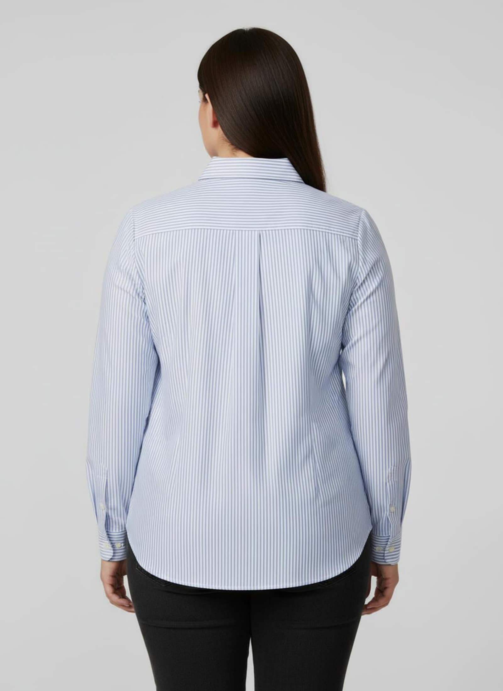 Gestreifte Bluse mit längenregulierbaren Ärmeln - bleu-ecru-gestreift