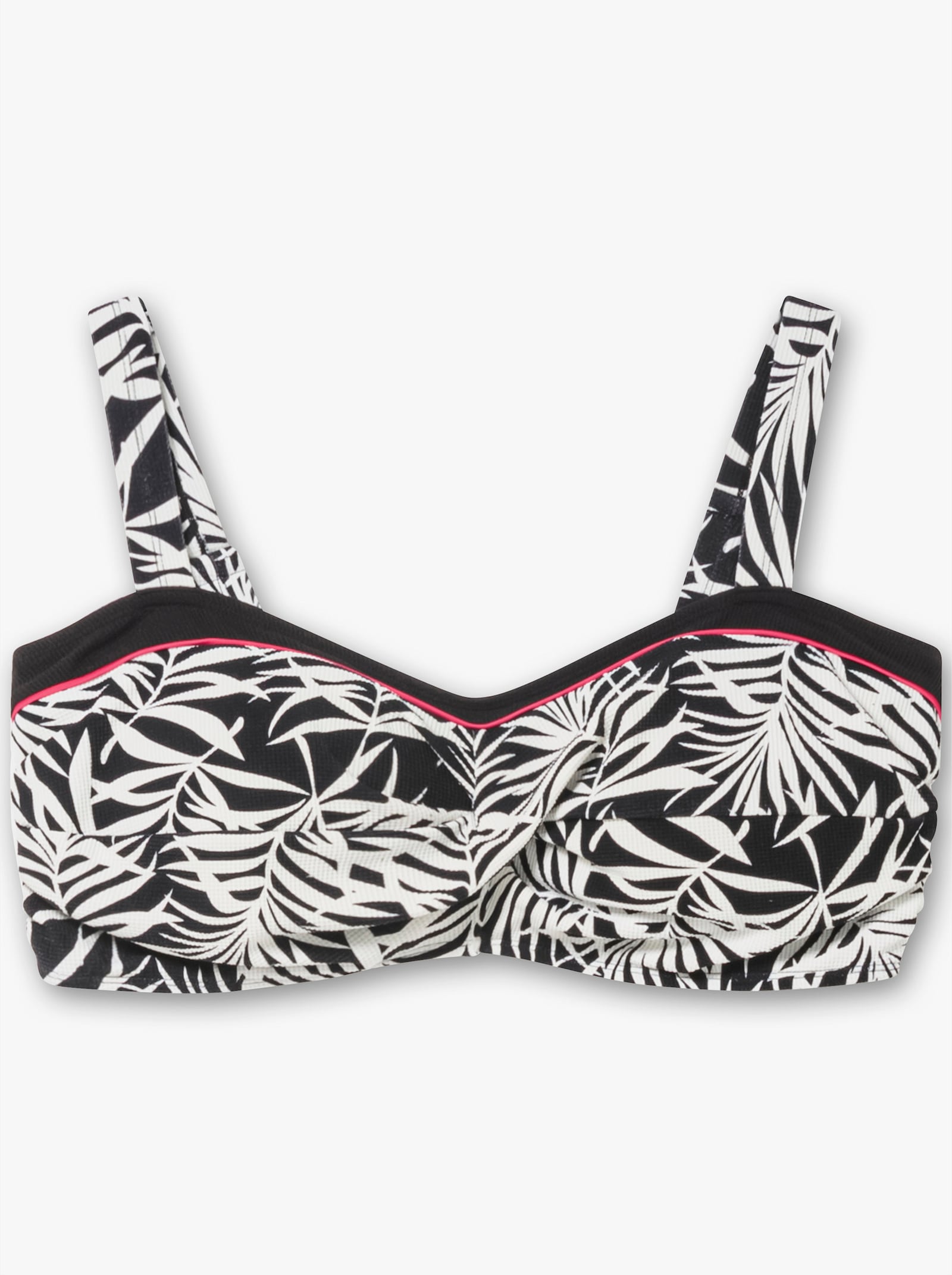 sheego Bikini-Oberteil mit Blätterprint - schwarz bedruckt