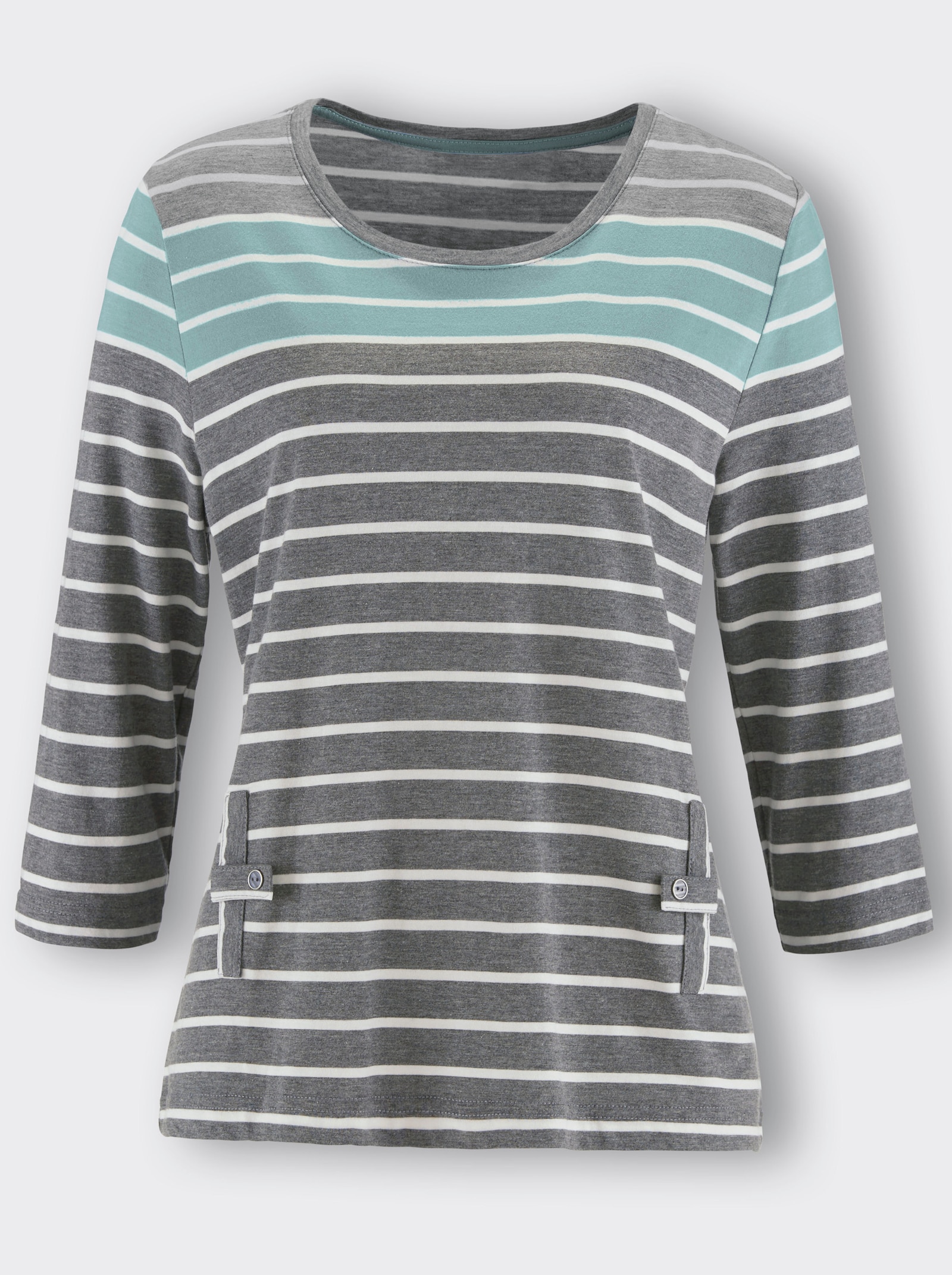 Shirt - anthrazit-mint-gestreift