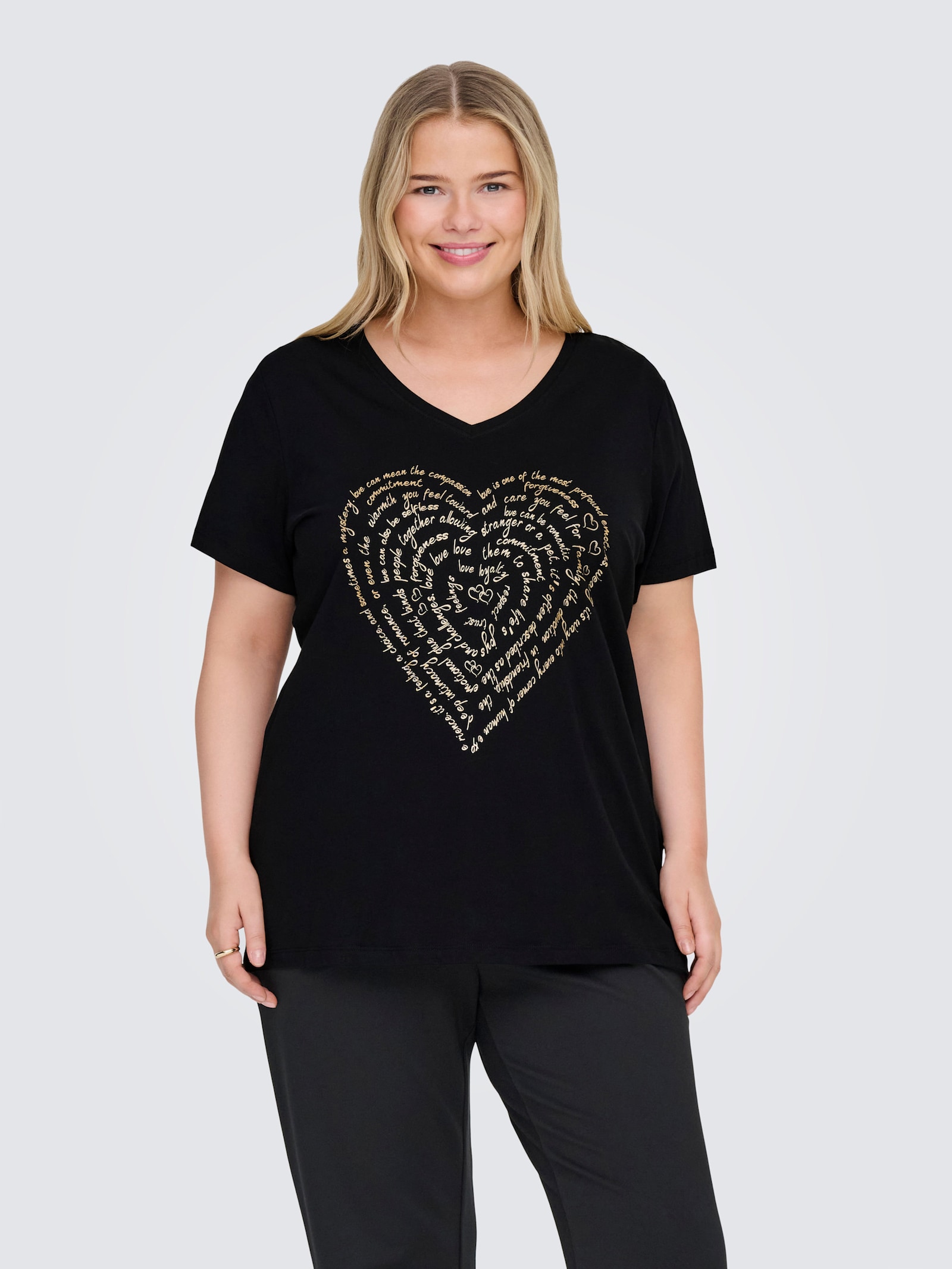 ONLY CARMAKOMA Kurzarmshirt - black print:heart