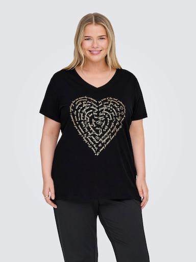 ONLY CARMAKOMA Kurzarmshirt - black print:heart