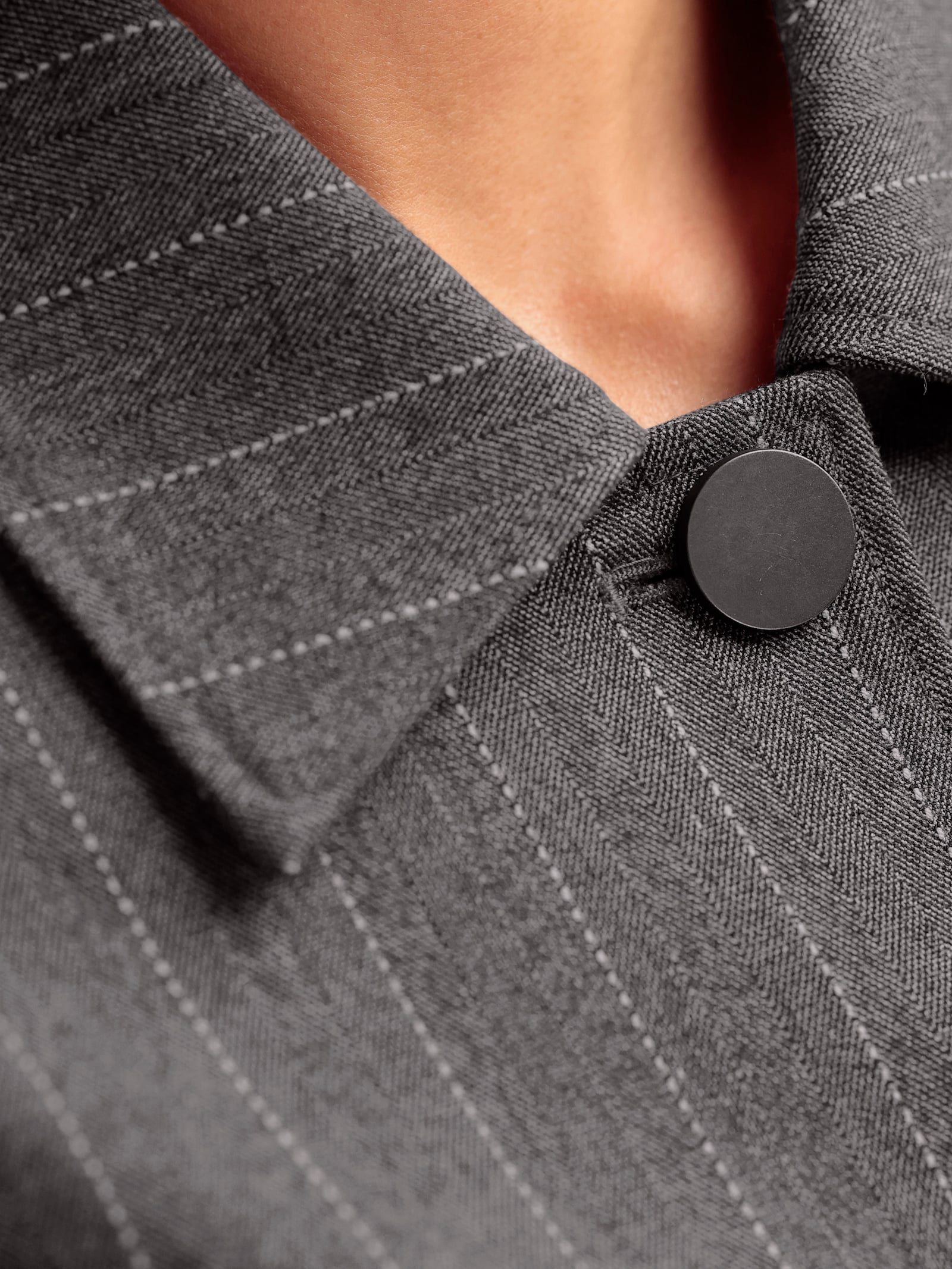 heine Jackenblazer mit großen Pattentaschen - taupe-schwarz Nadelstreifen