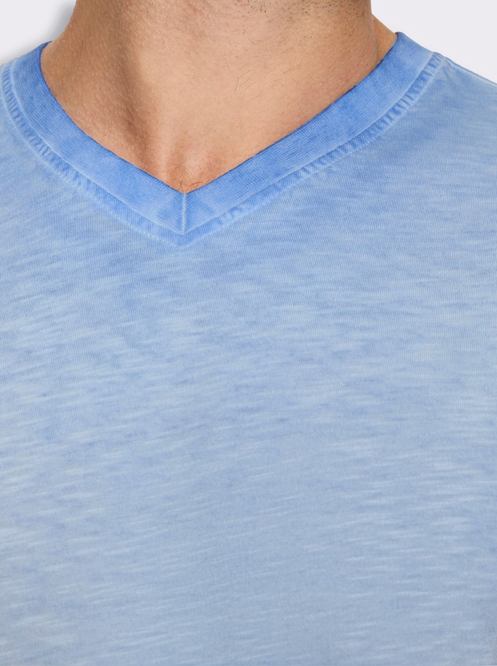 Kurzarmshirt aus reiner Baumwolle - himmelblau