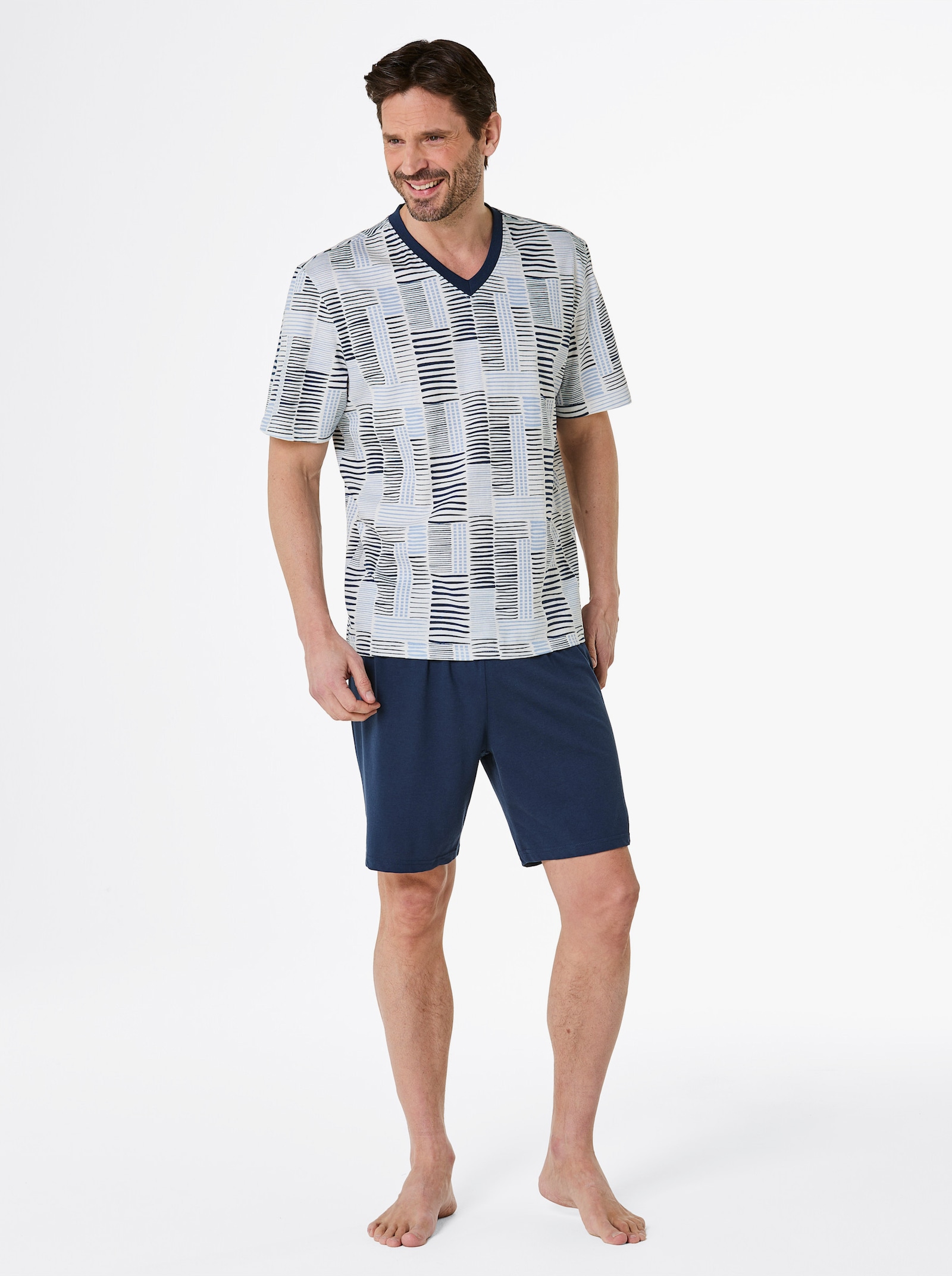 wäschepur men Shorty's - ecru/donkerblauw + ecru/petrol