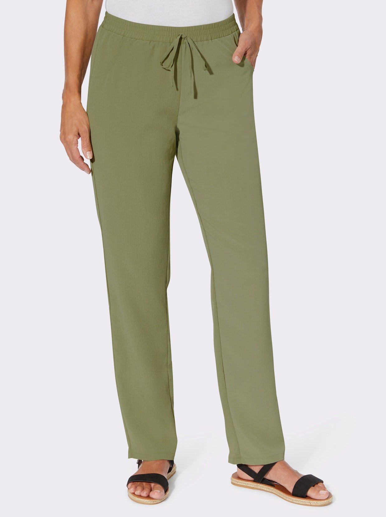 comfortbroek - rietgroen + rietgroen/wit bedrukt