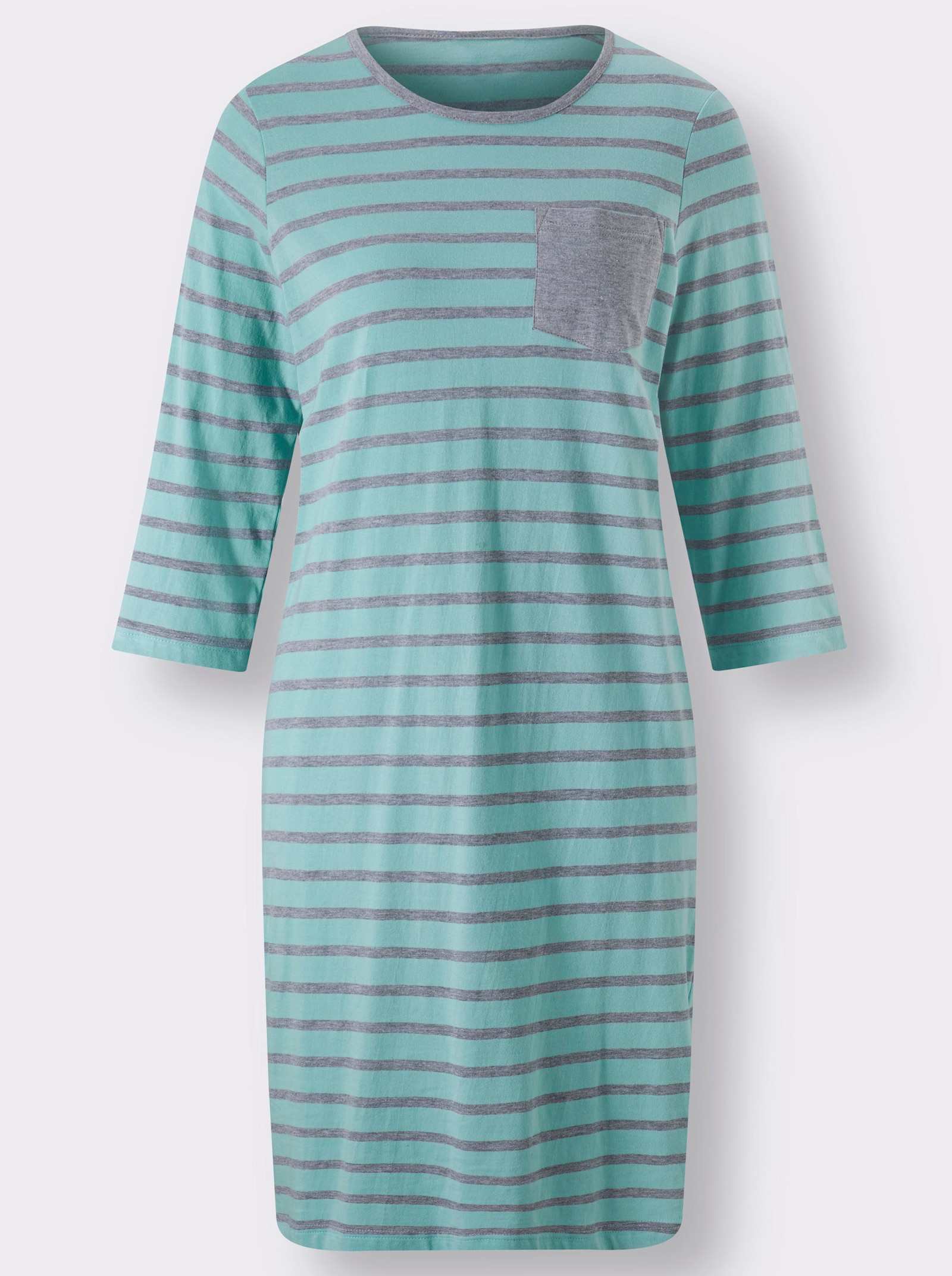 wäschepur Sleepshirts im Baumwoll-Mix - grau-meliert + mint