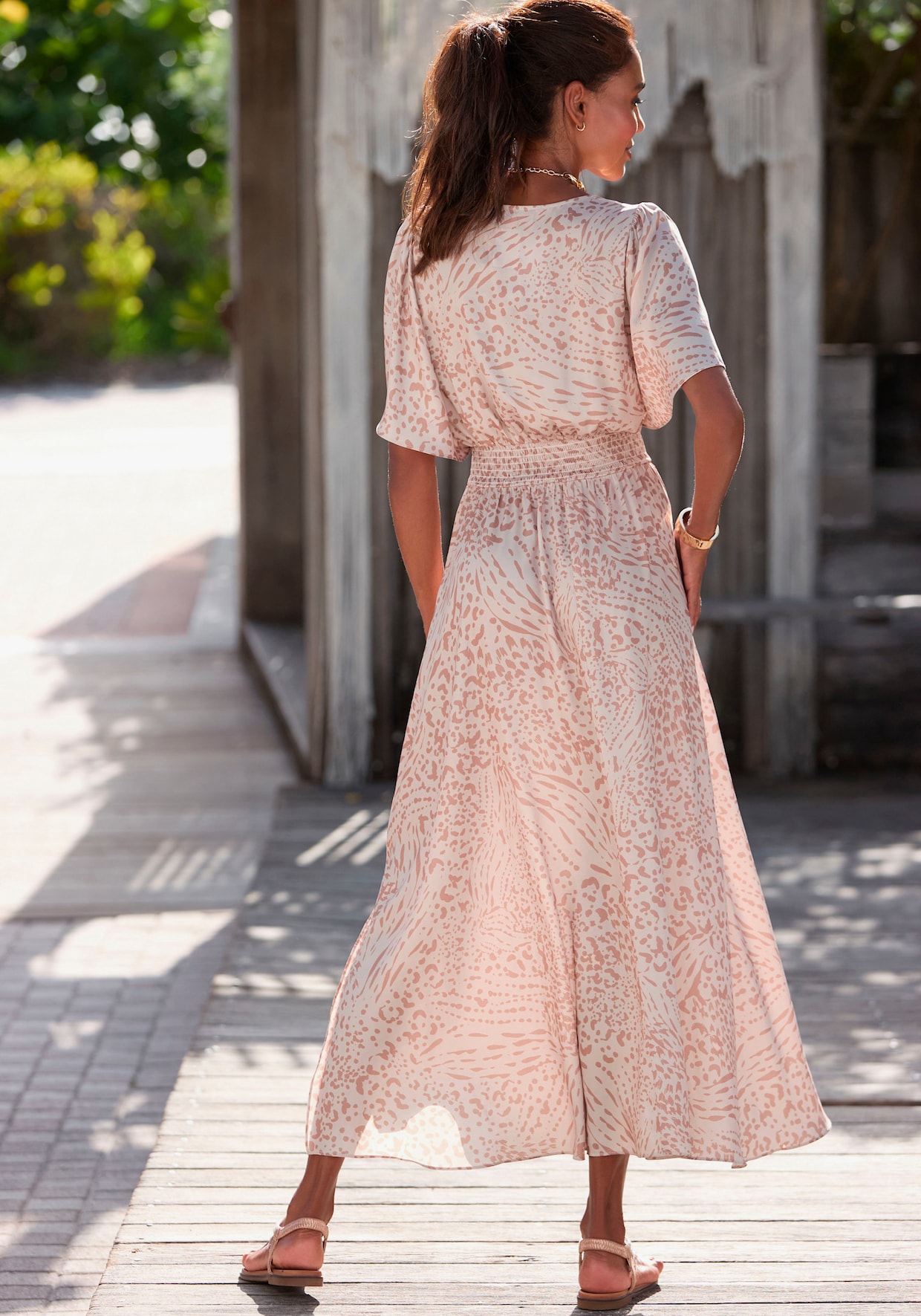 LASCANA Maxi-jurk - zand/beige bedrukt