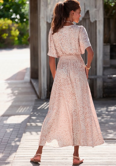 LASCANA Maxikleid - sand-beige bedruckt