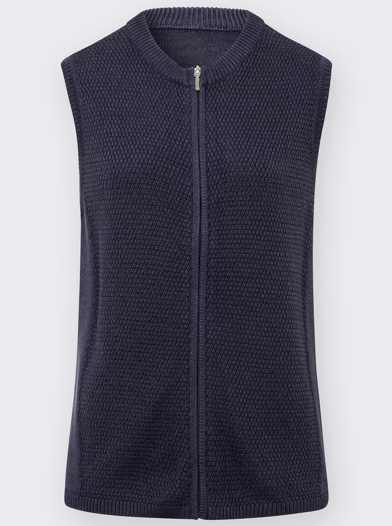 Strickweste mit durchgehendem Reissverschluss - nachtblau