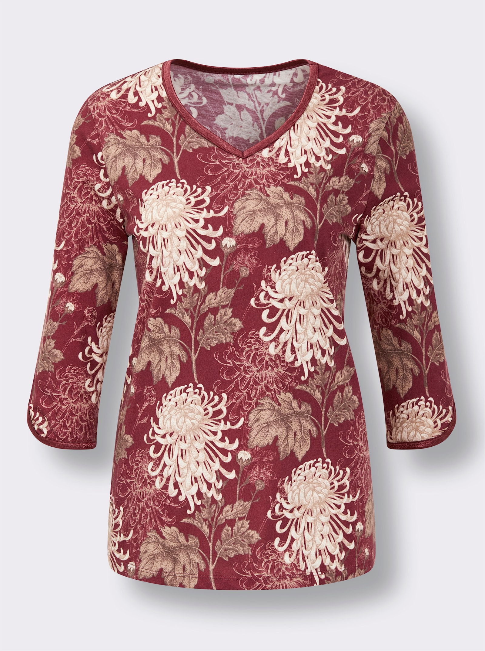 wäschepur Caprianzug mit Blütenprint und Satinpaspel - kirsche-champagner-bedruckt