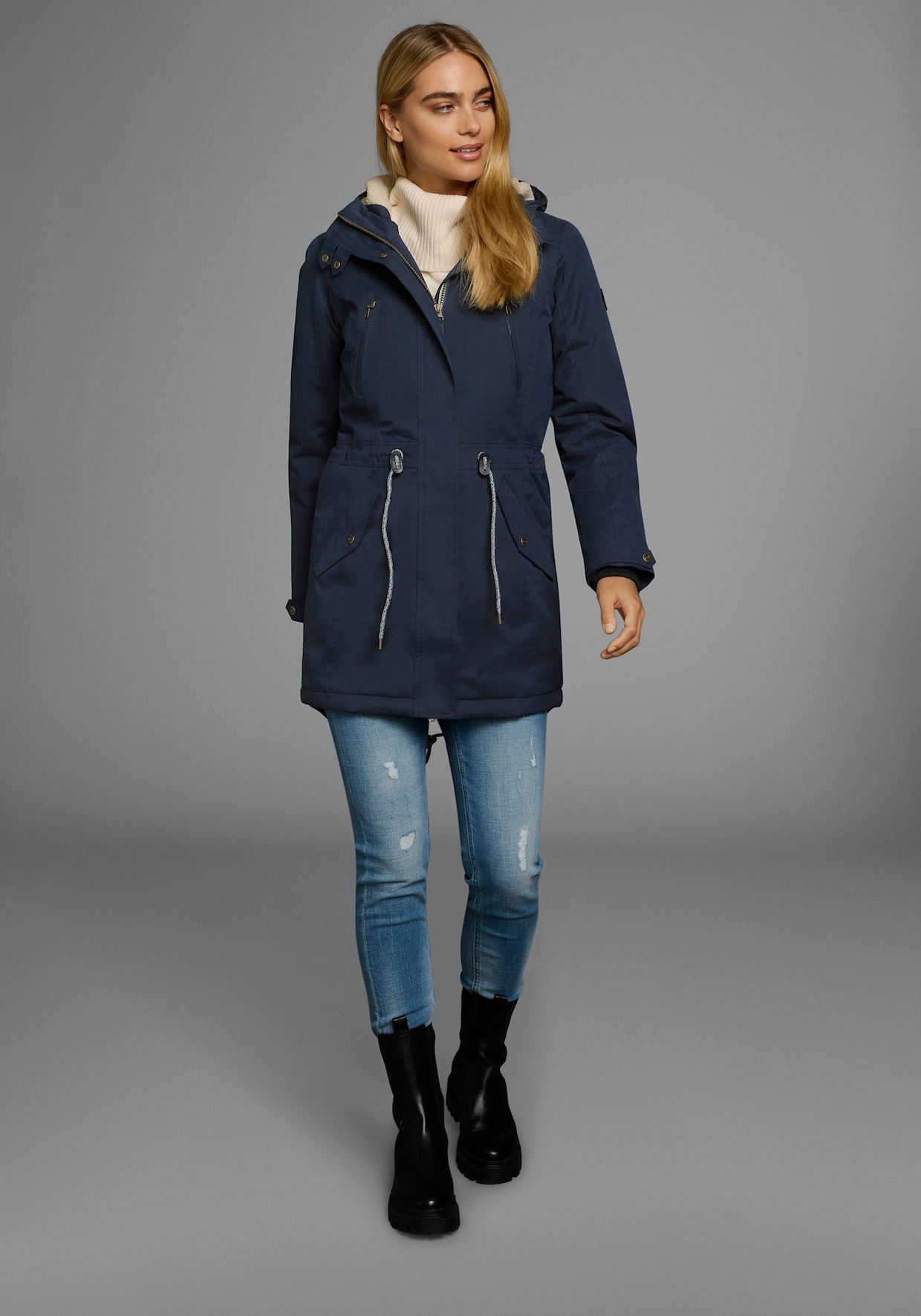 Funktionsparka - marine (outdoorparka aus nachhaltigem material)