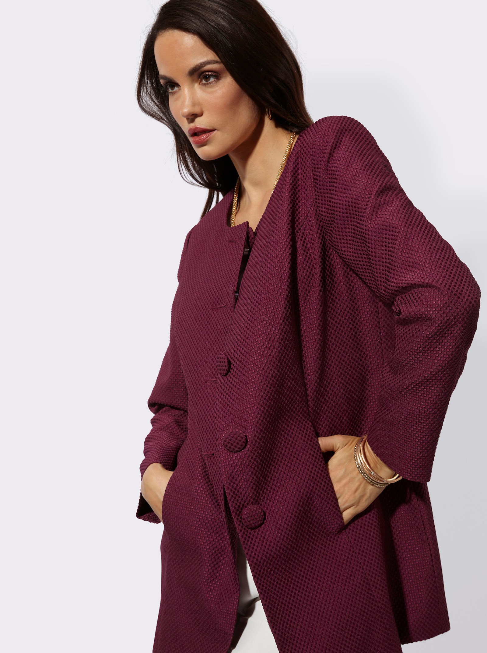 Longblazer mit Nahttaschen - bordeaux