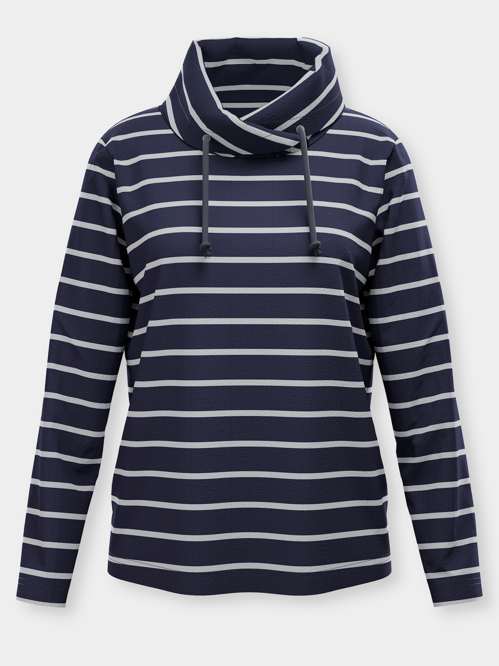 Sweatshirt mit überlappendem Kragen - marine-ecru-geringelt