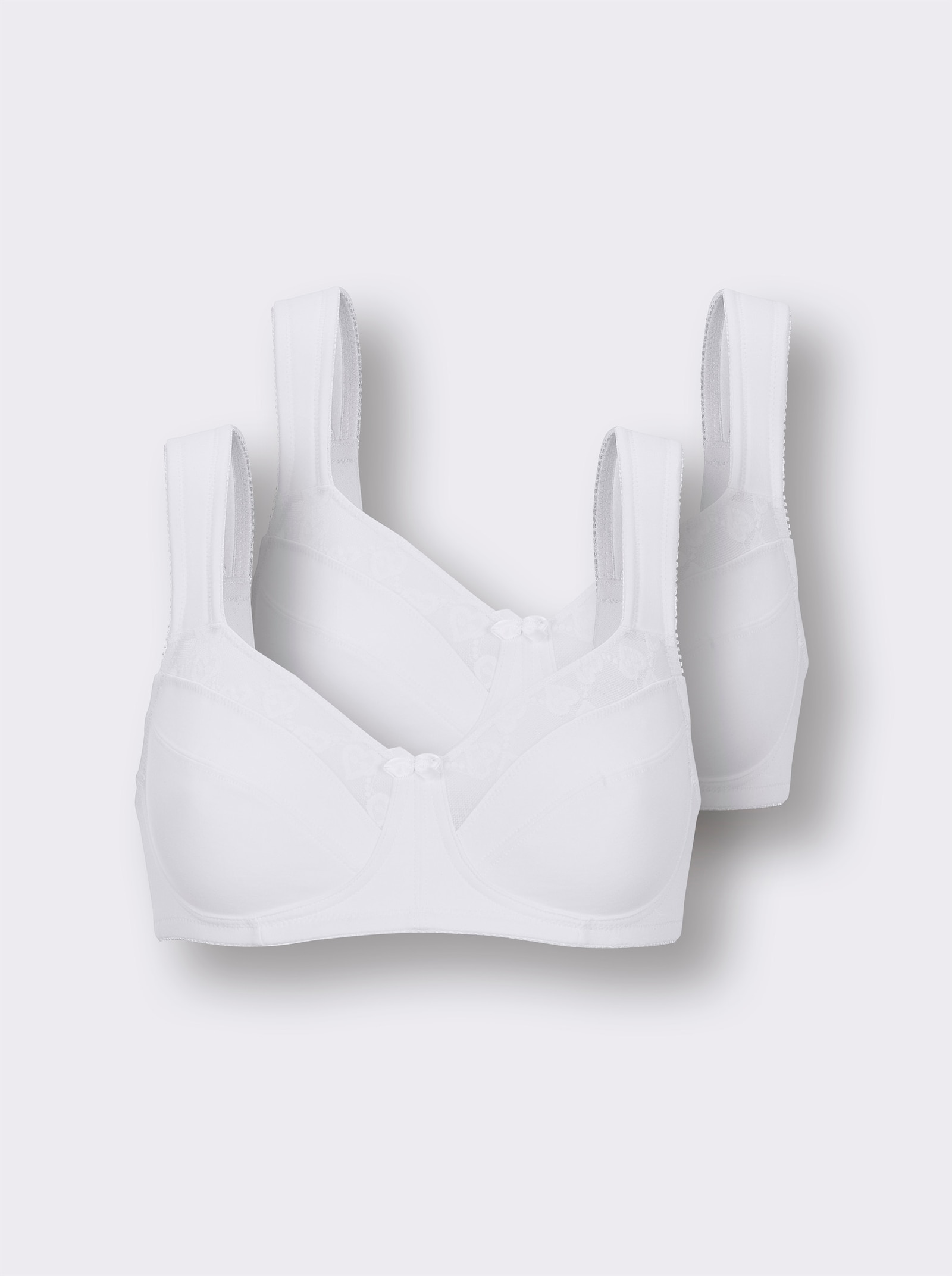wäschepur Komfort-BH ohne Bügel mit Herz-Spitze - weiß