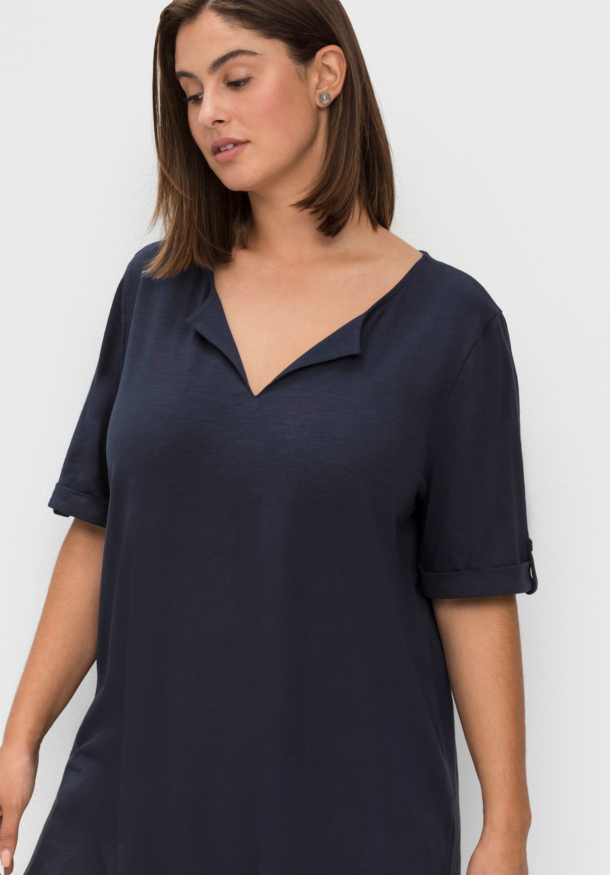 sheego Lang shirt - nachtblauw