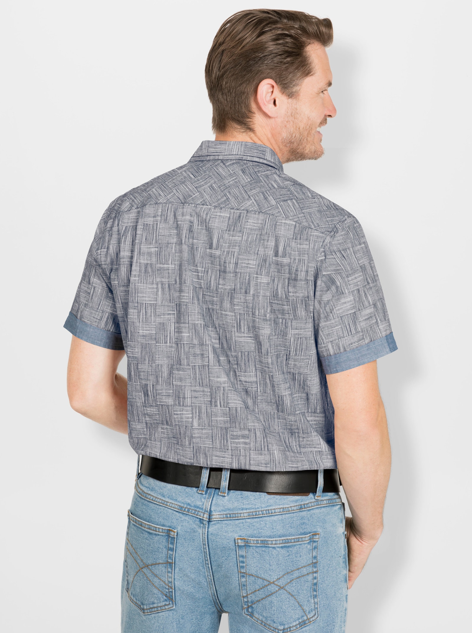 Marco Donati Kurzarm-Hemd - dunkelblau-meliert