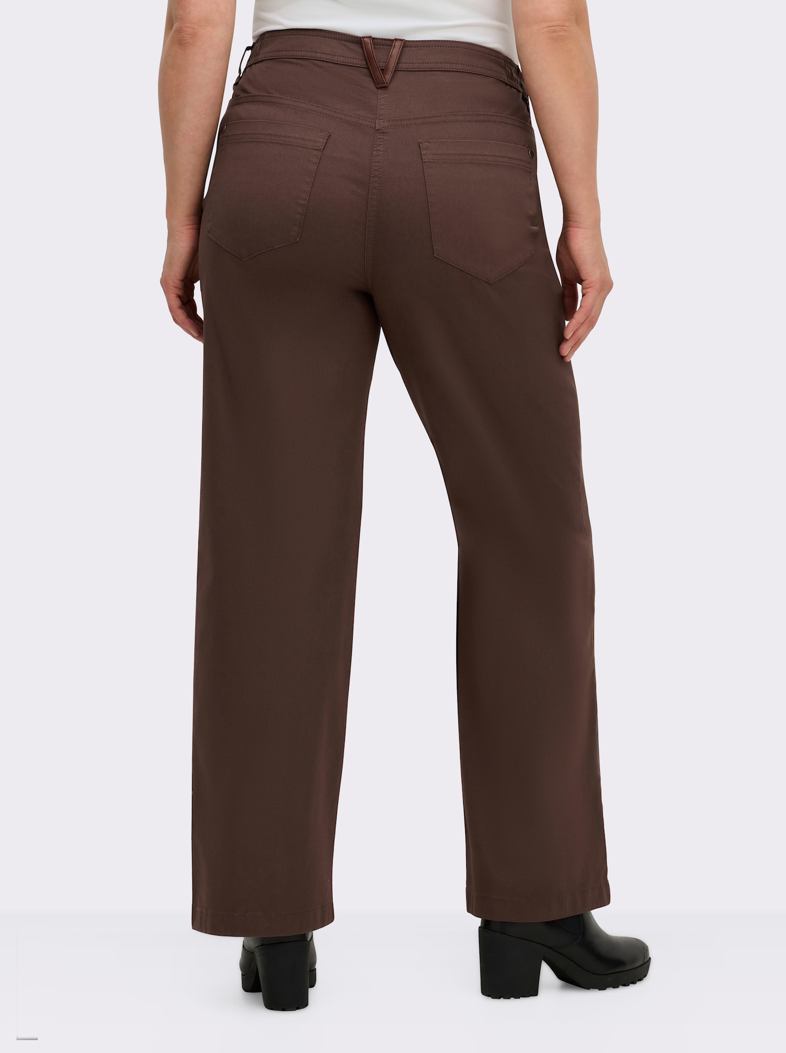 sheego 5-Pocket-Hose mit seitlichem Dehnbund - schoko