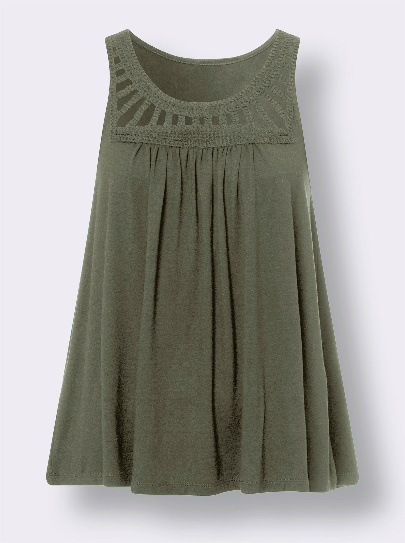 heine Shirttop mit Häkeleinsatz - khaki