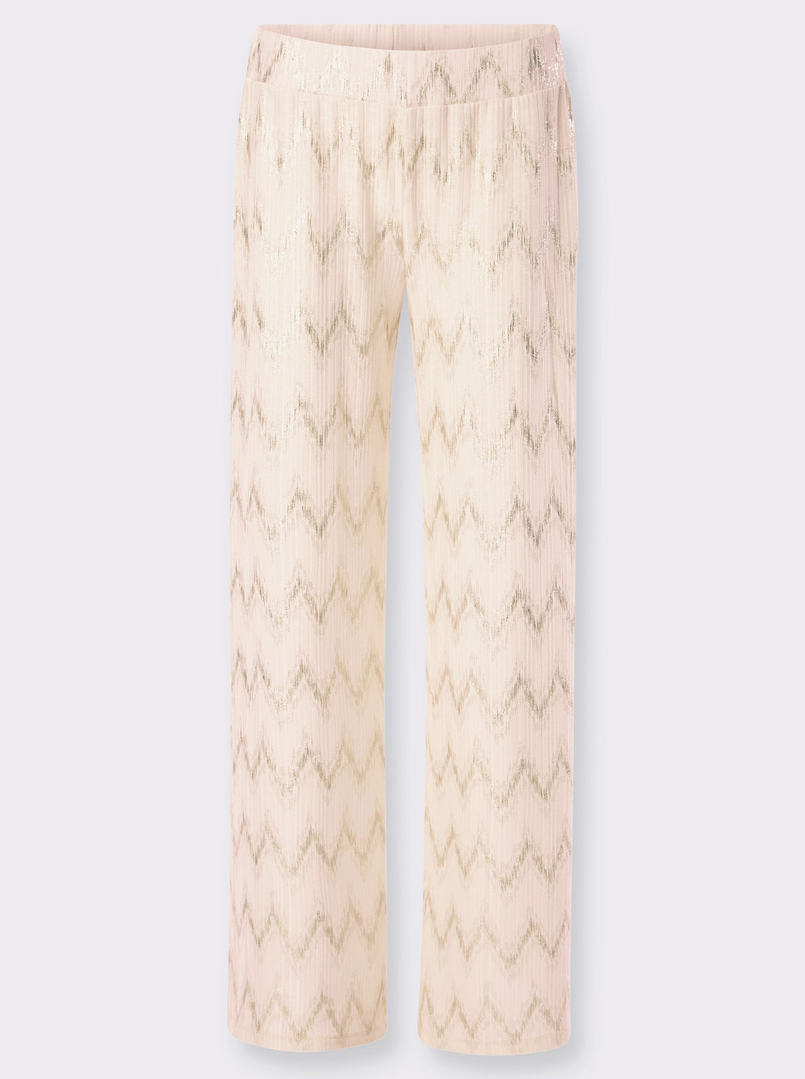 heine Schlupfhose mit glänzendem Zickzack-Muster - champagner-goldfarben-bedruckt