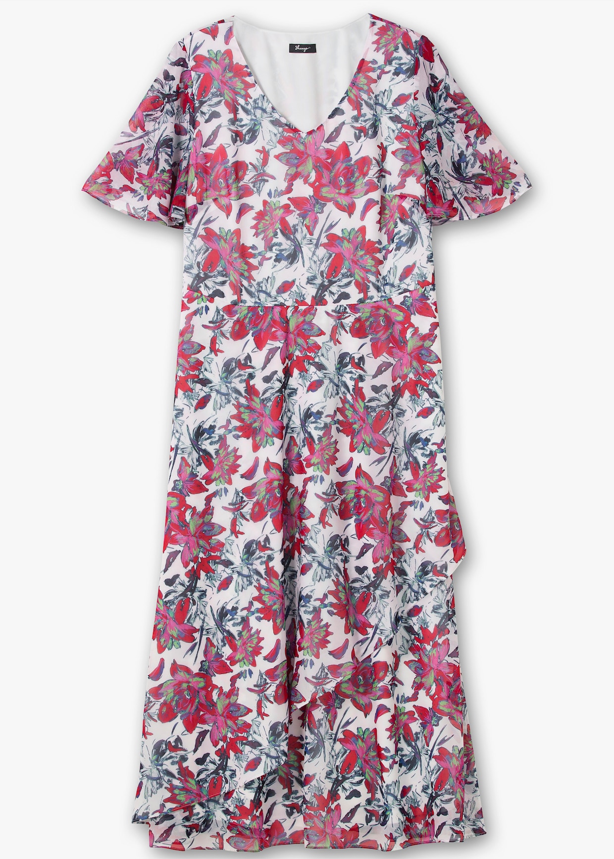 sheego Chiffonkleid - beere-gemustert