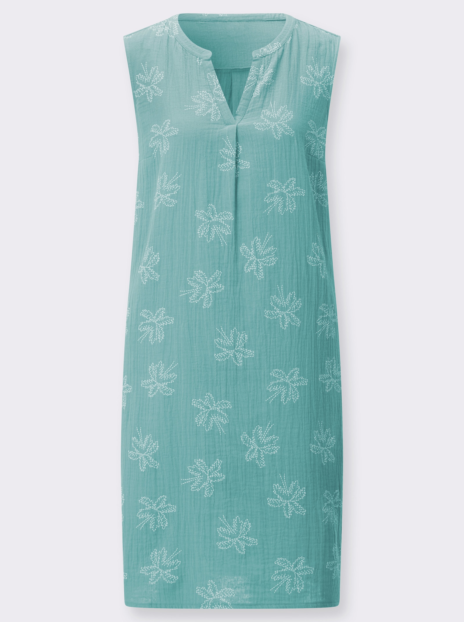 Baumwollkleid in Musselin-Qualität - salbei-ecru