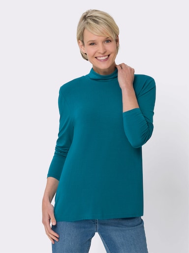 Stehkragenshirt in Viskose-Qualität - aquapetrol