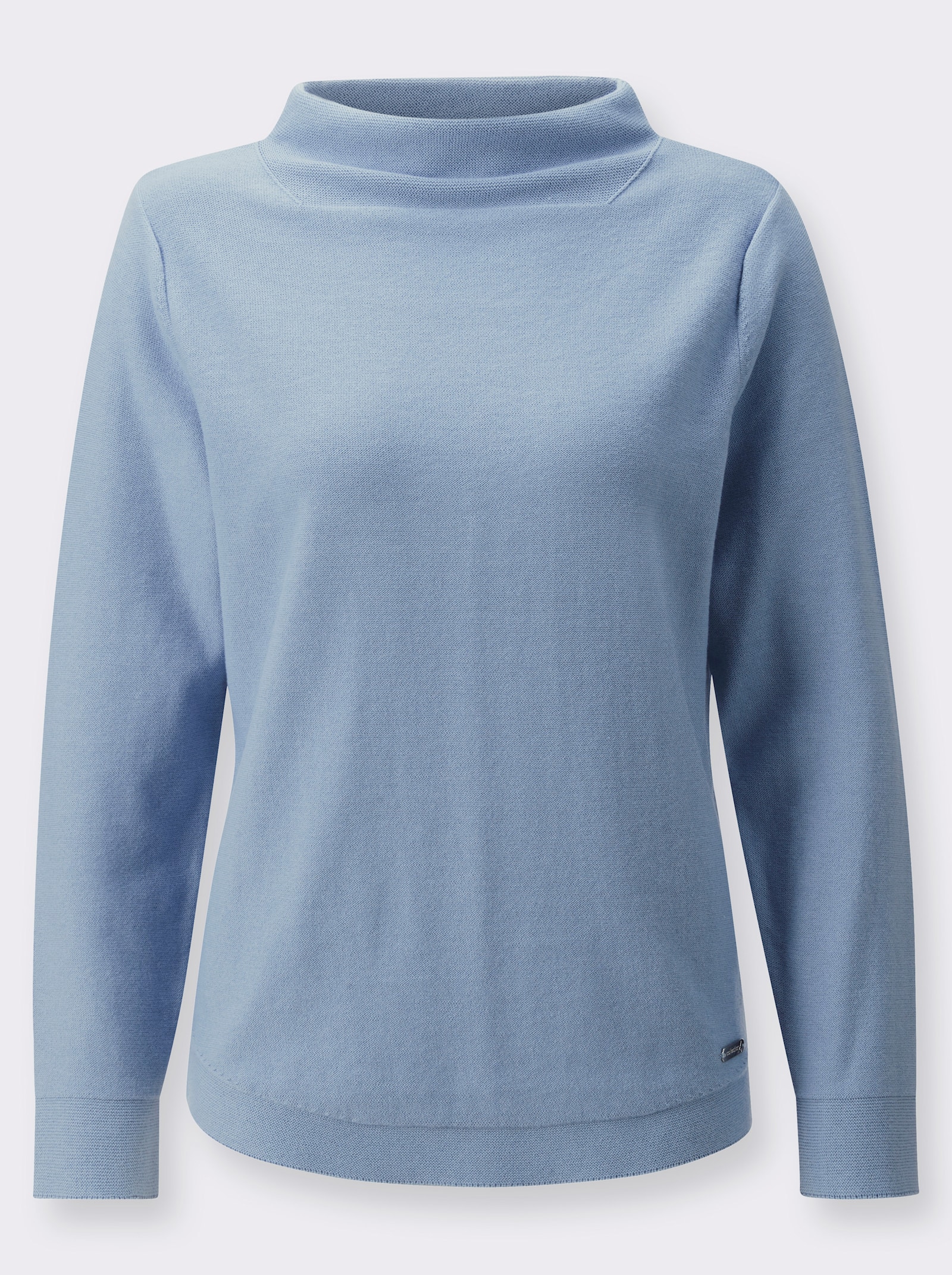 Langarm-Pullover aus reiner Baumwolle - bleu