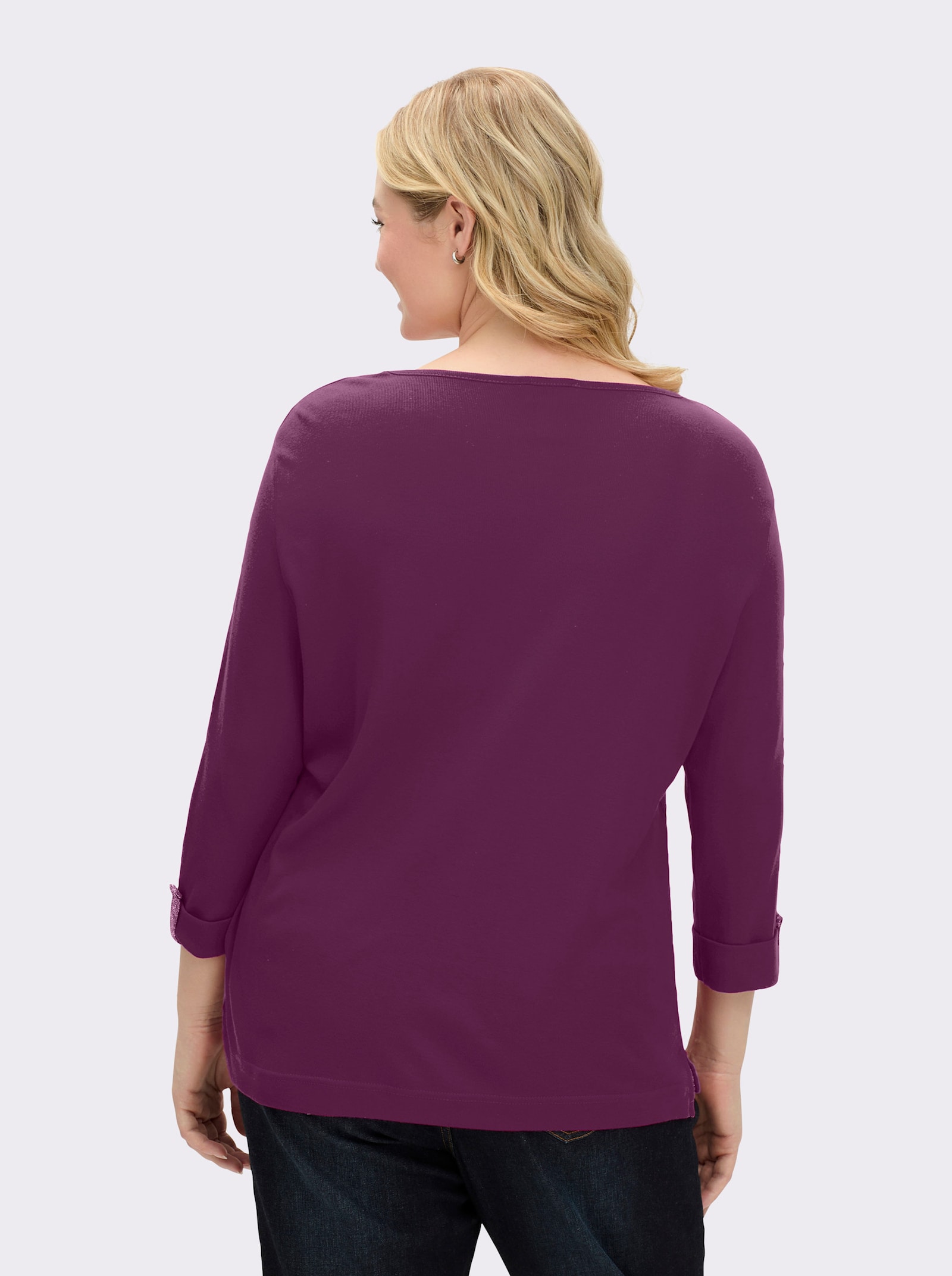 3/4-Arm-Shirt mit Glitzer-Details - brombeer
