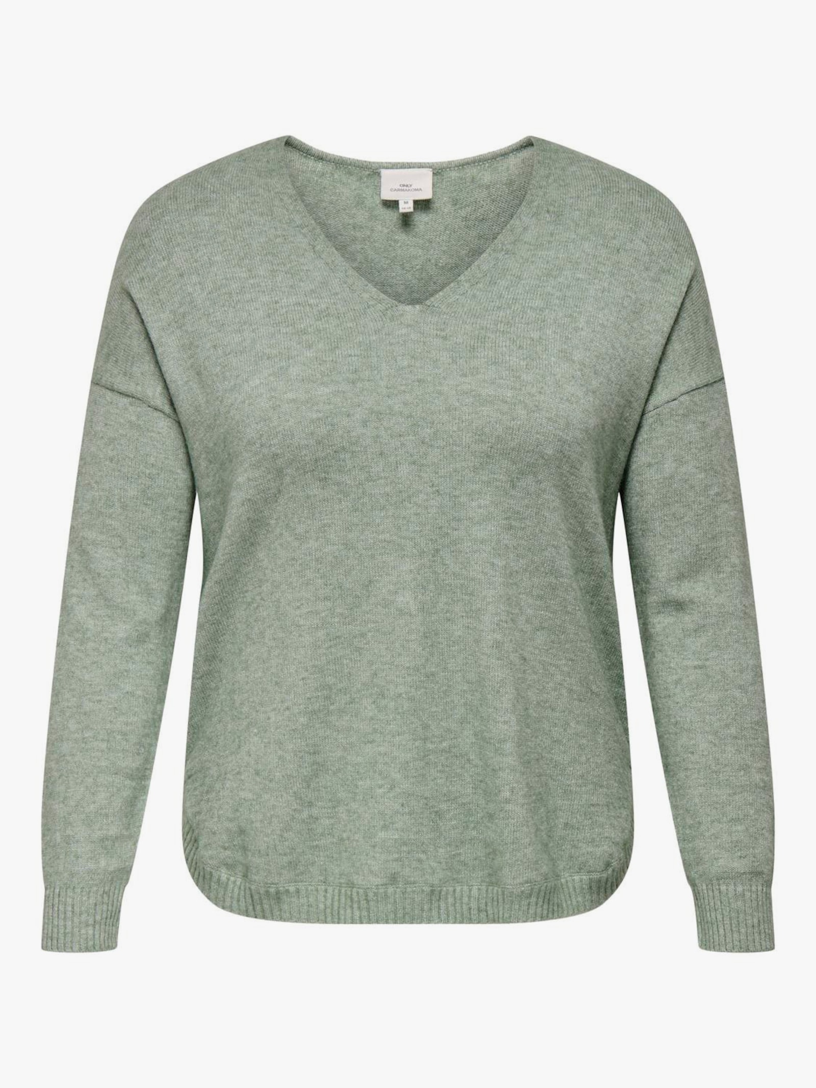 ONLY CARMAKOMA V-Ausschnitt-Pullover - basil detail:melange
