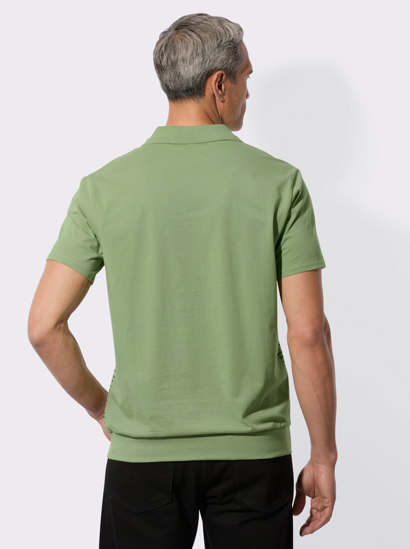 Poloshirt met elastische zoomboord - eucalyptus/antraciet