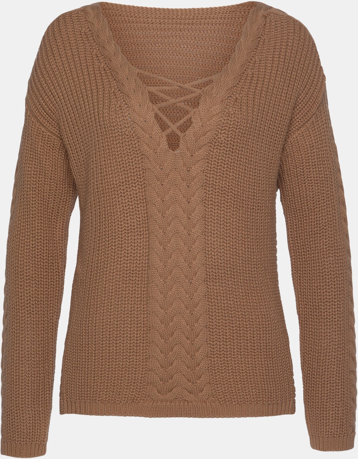 LASCANA Ajourpullover - camelkleuren