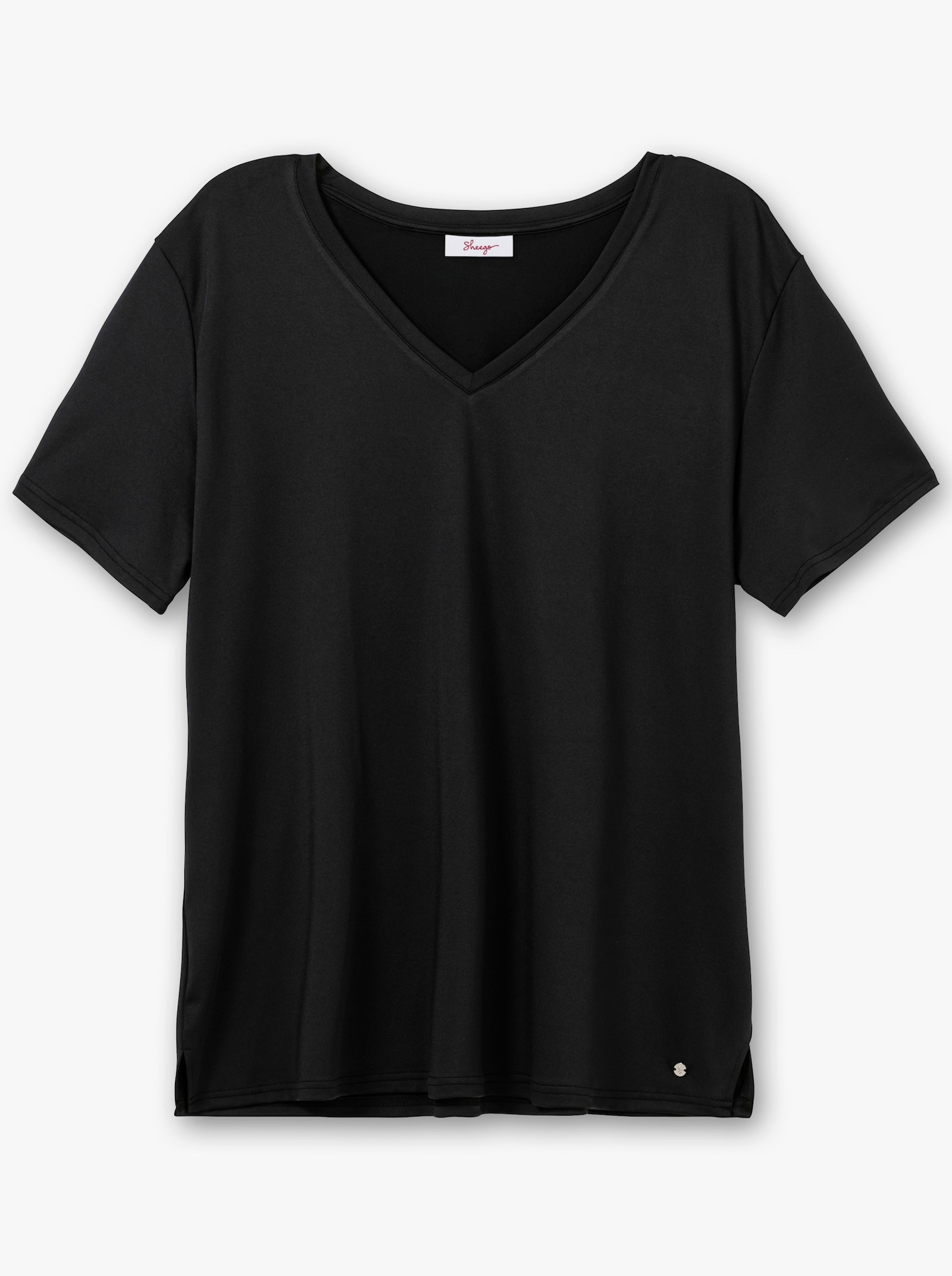 sheego Functioneel shirt met V-hals - zwart