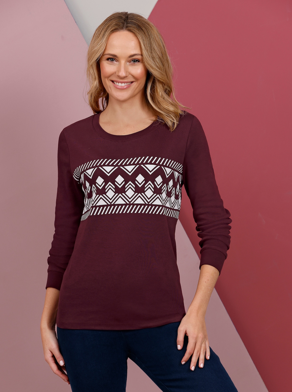 Sweatshirt - burgund-ecru