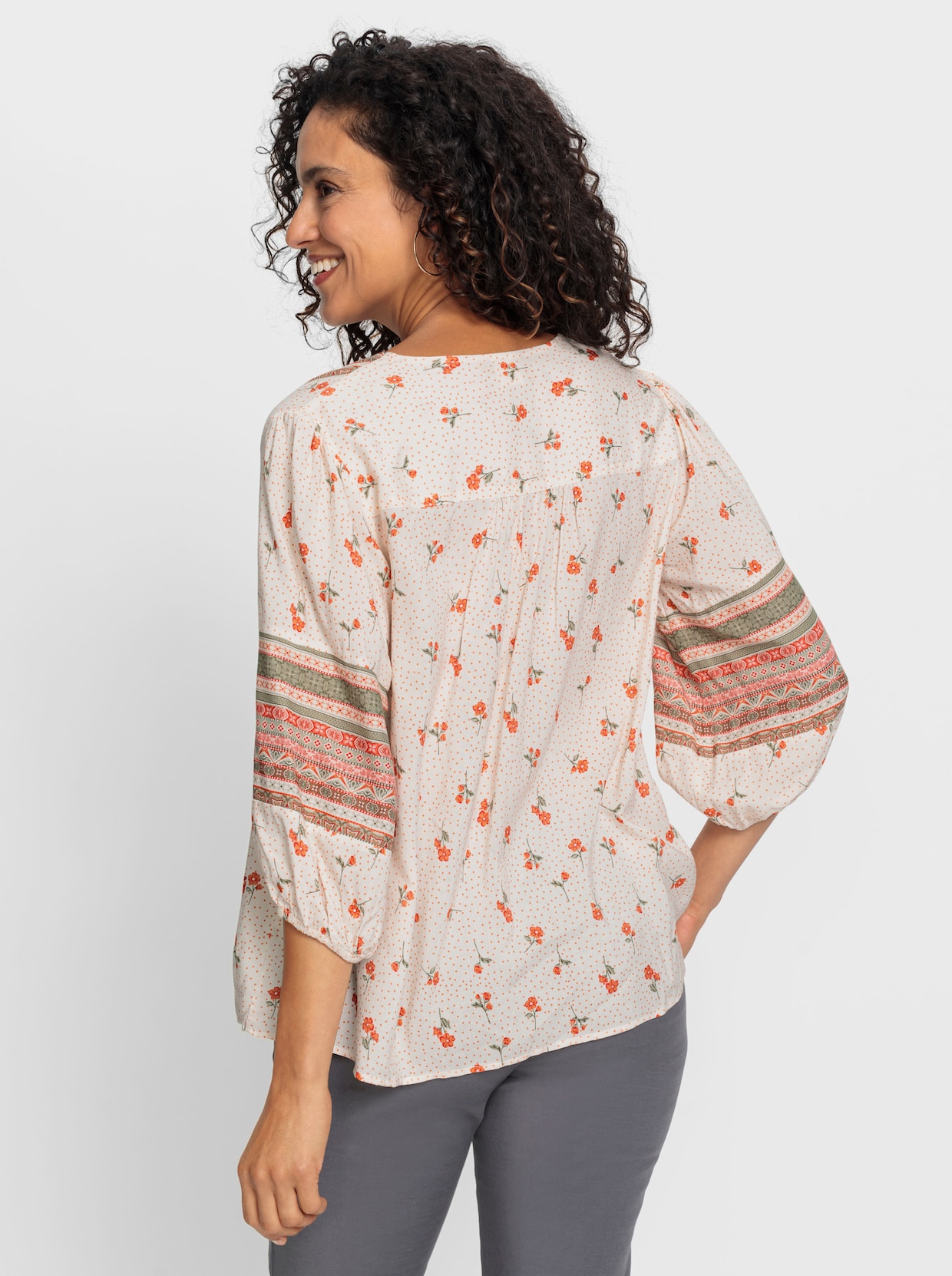 Blouse met print - champagne/papaja bedrukt