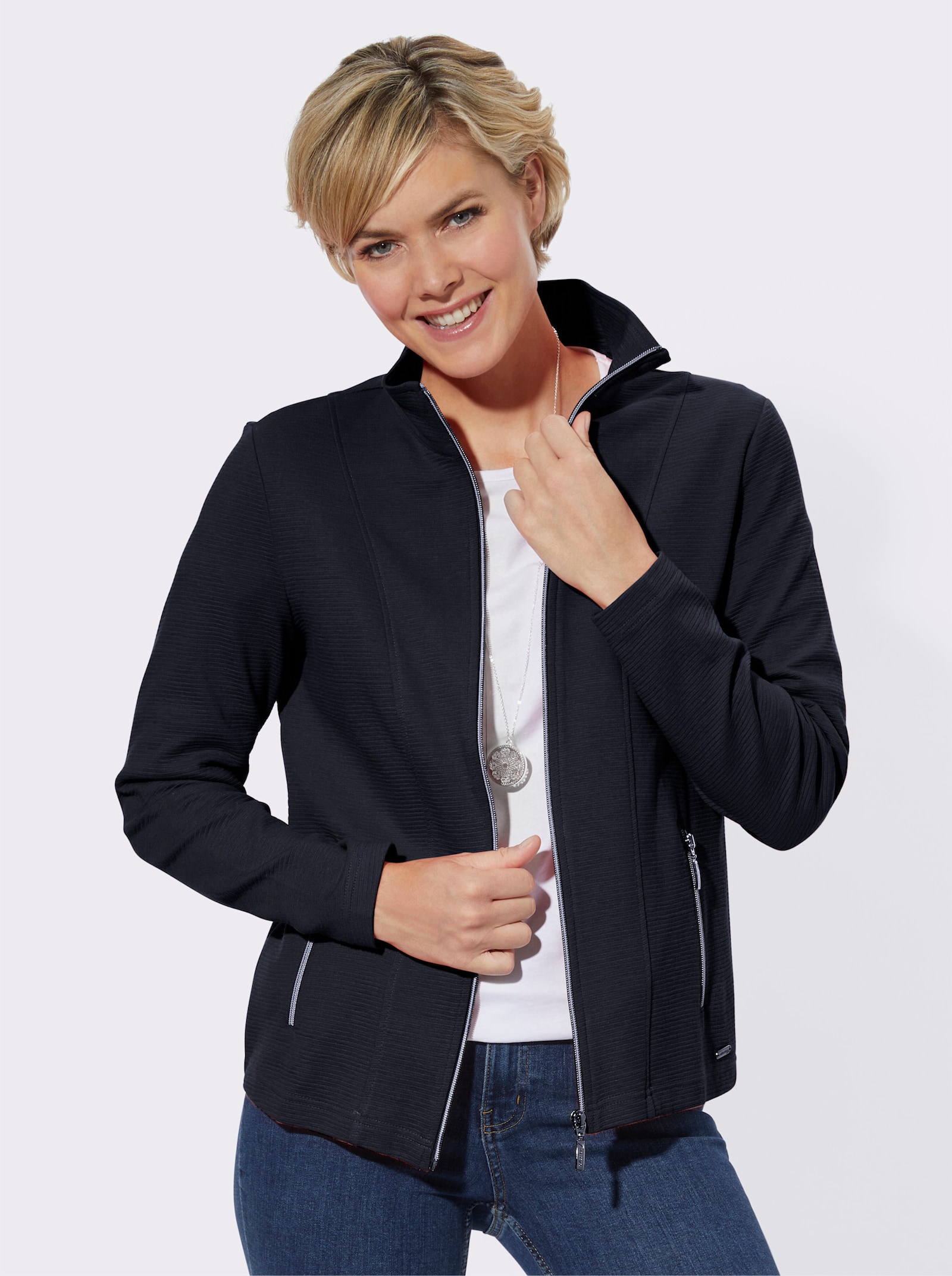 Shirtjacke mit Ripp-Struktur - marine