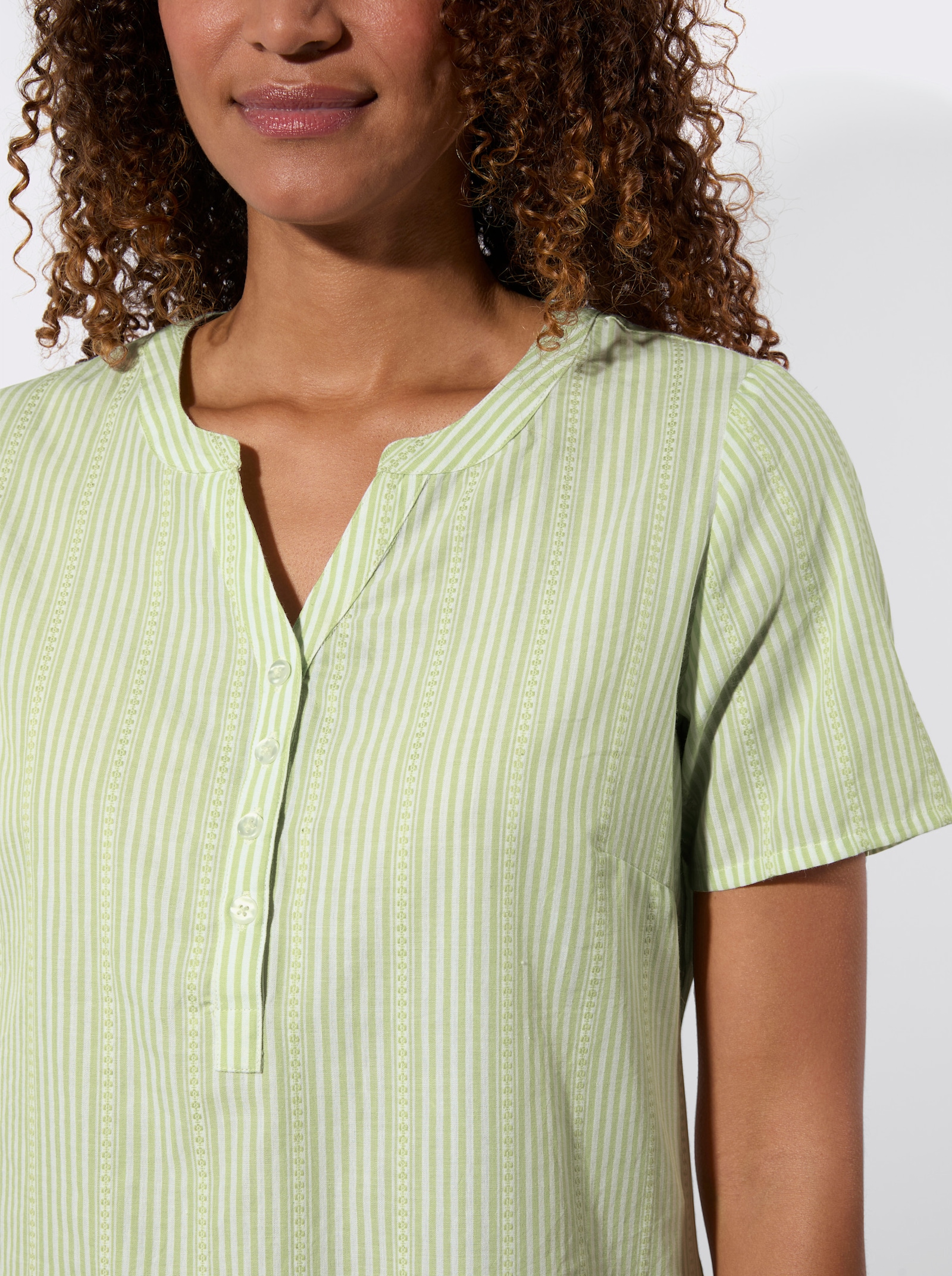 Gestreifte Bluse in Schlupfform - pistazie-gestreift