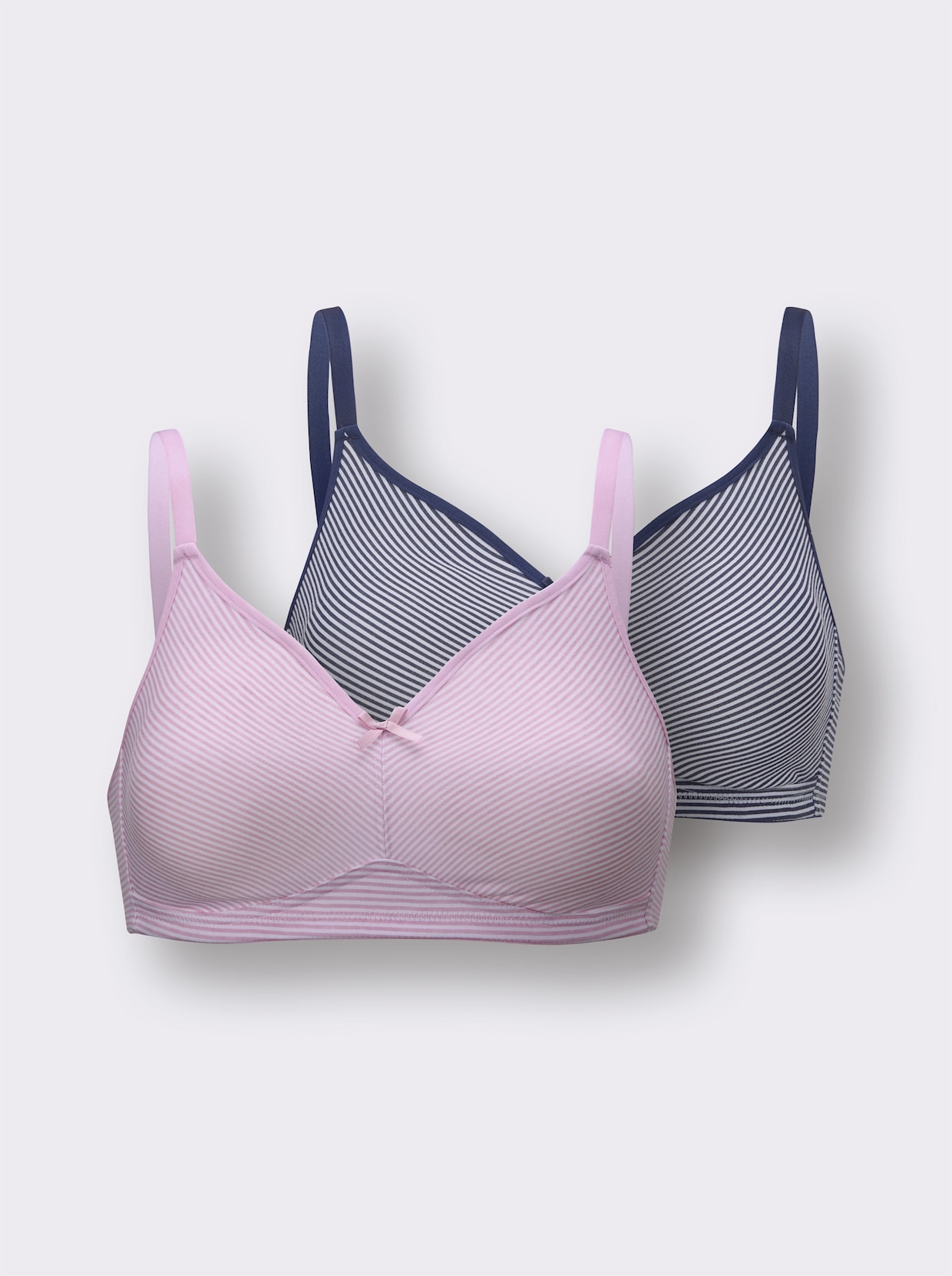 wäschepur Comfortbeha zonder beugel - roze/wit + nachtblauw/wit
