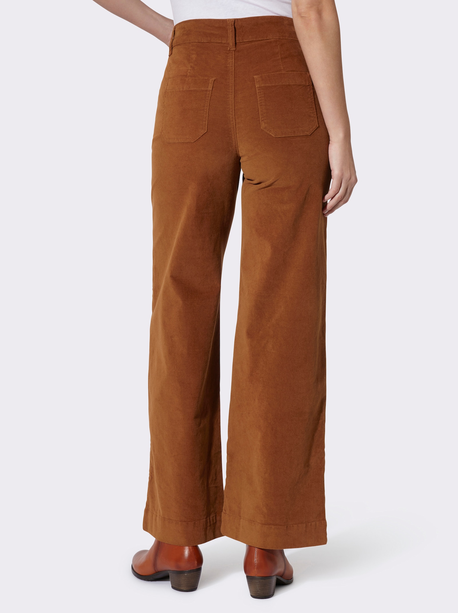 heine Samthose mit Wellenkanten - cognac