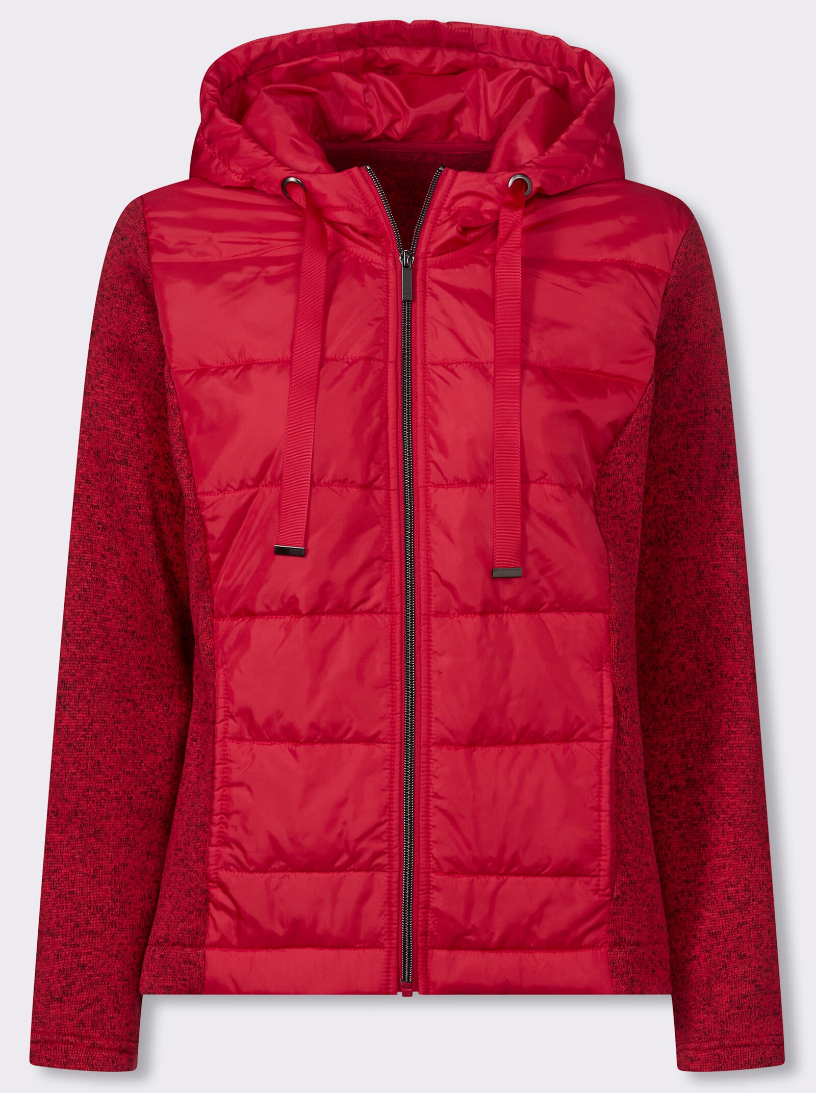 Strickfleecejacke mit gestepptem Web-Einsatz - erdbeere-meliert