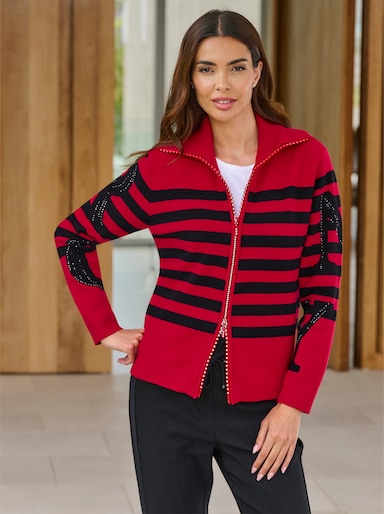 heine Strickjacke - rot-schwarz-geringelt