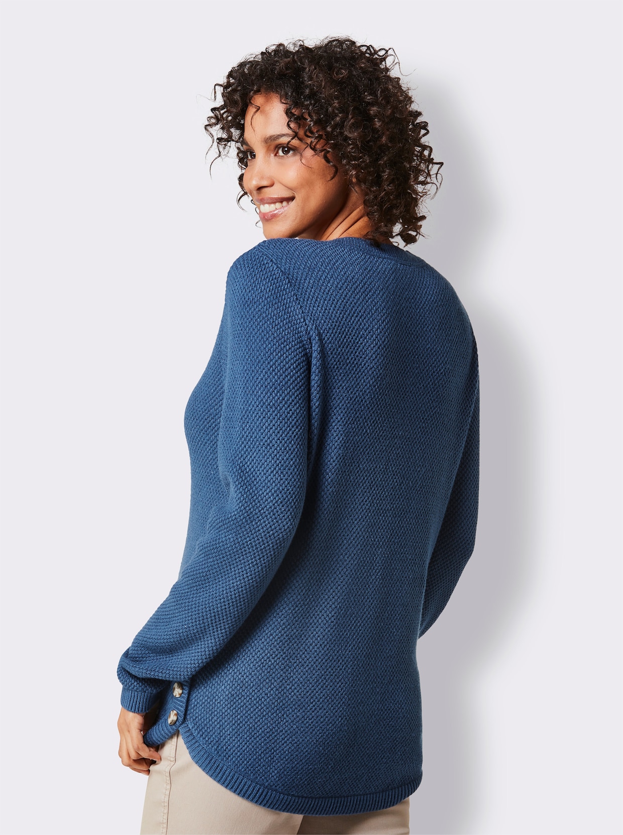 CREATION L PREMIUM Viskose-Lyocell-Pullover - jeansblau