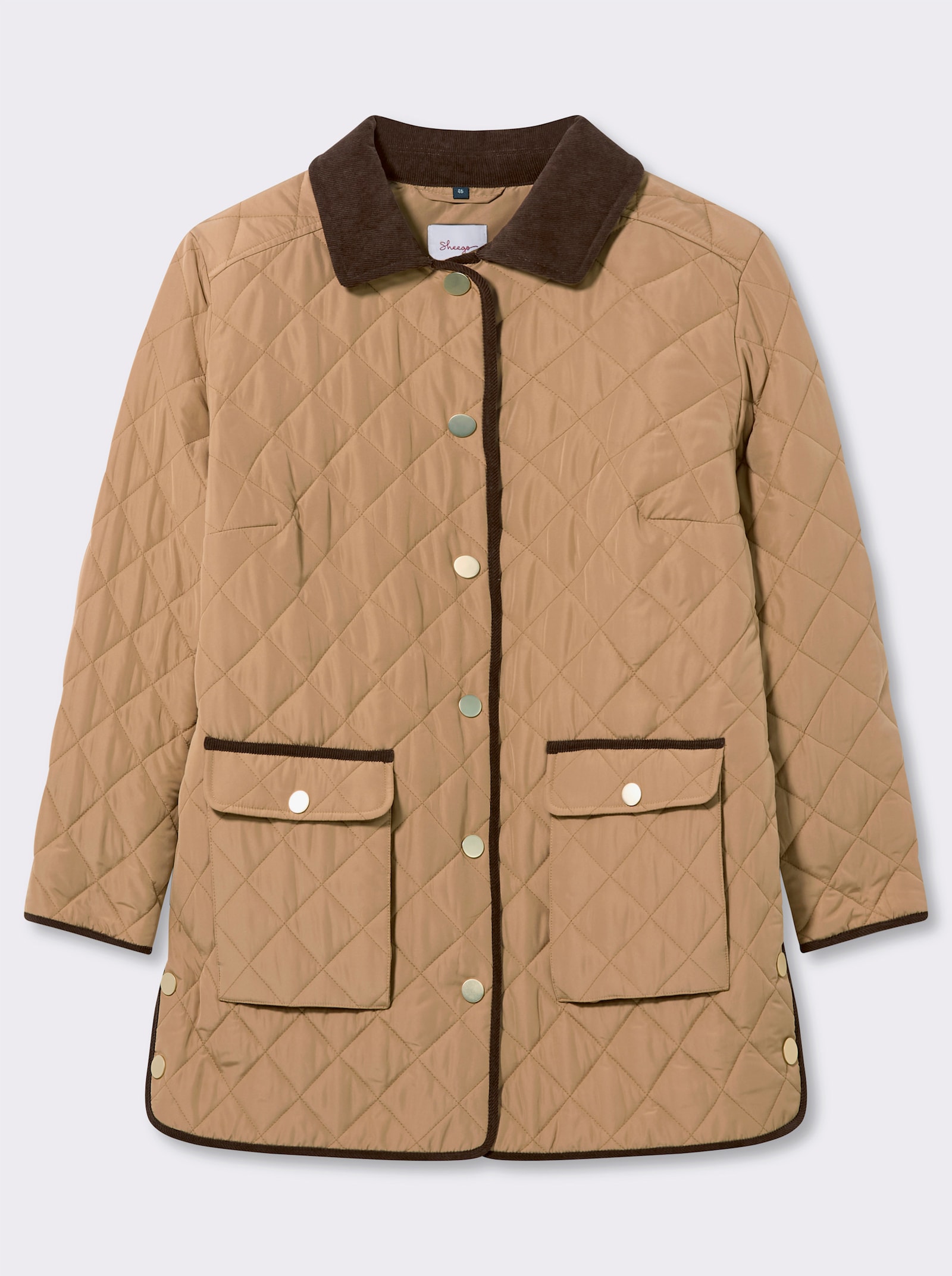 sheego Steppjacke mit Cord-Akzenten - camel-schoko