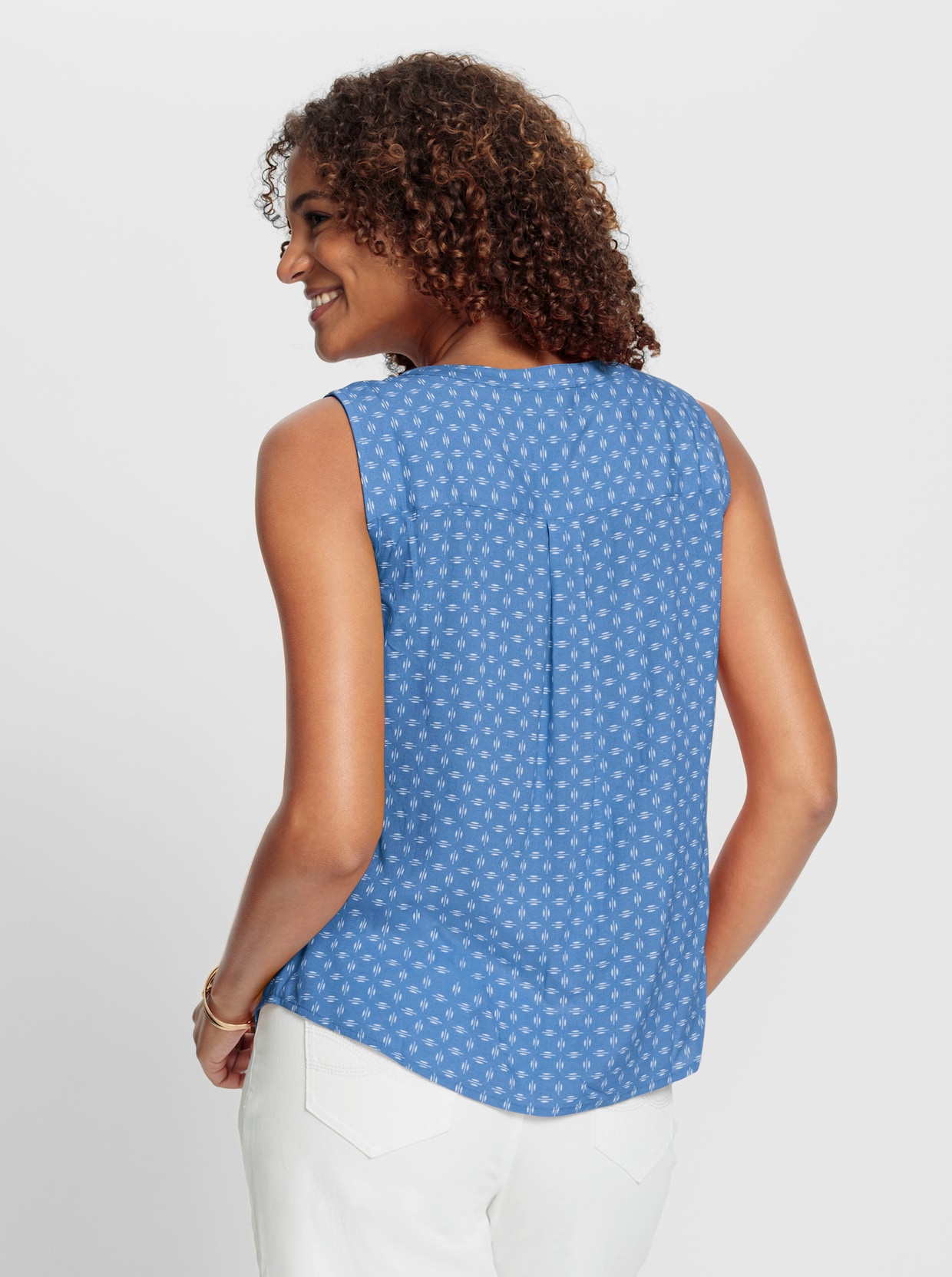 Débardeur - bleu moyen-blanc imprimé